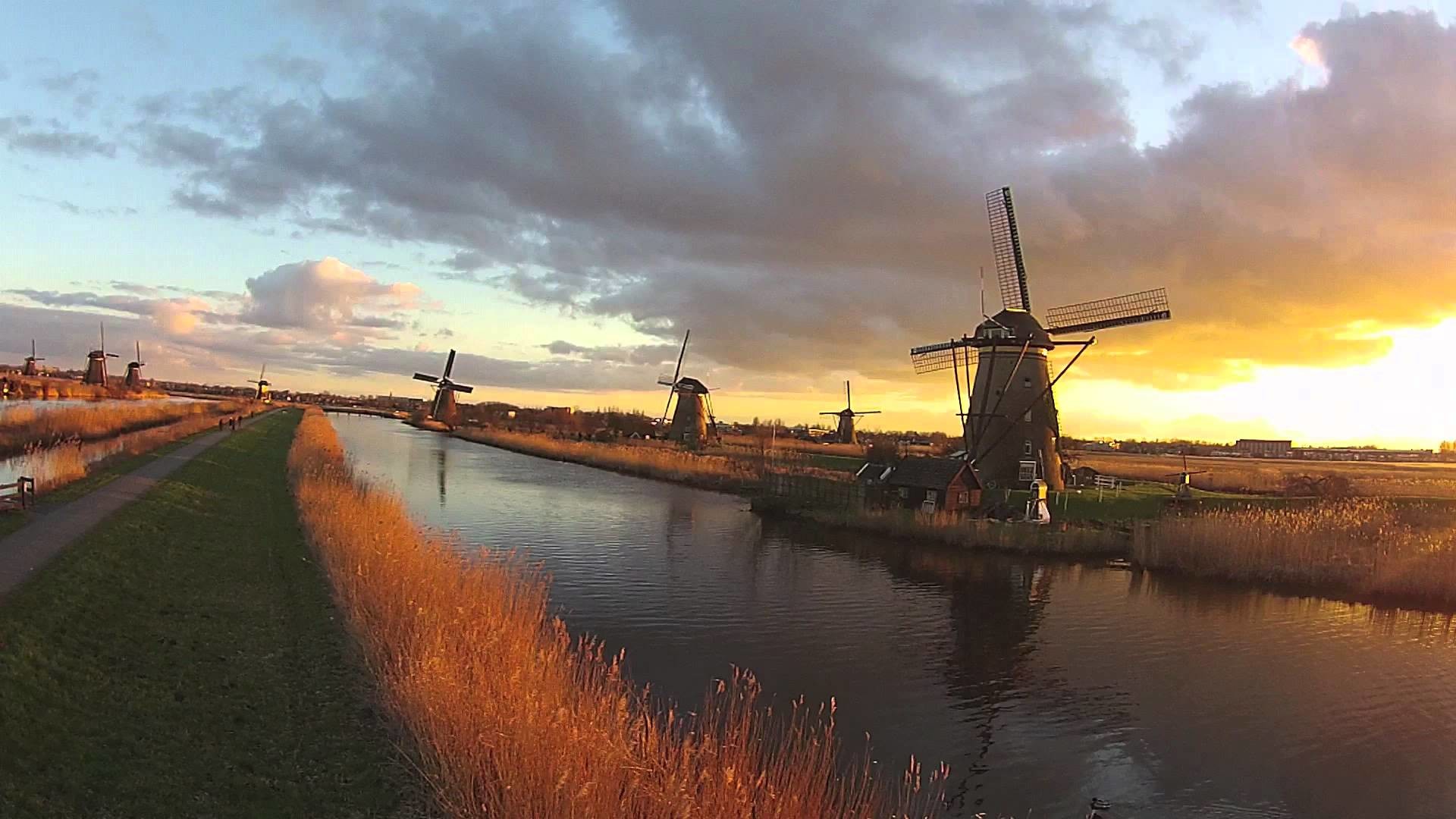 1920x1080 Kinderdijk Dutch windmills