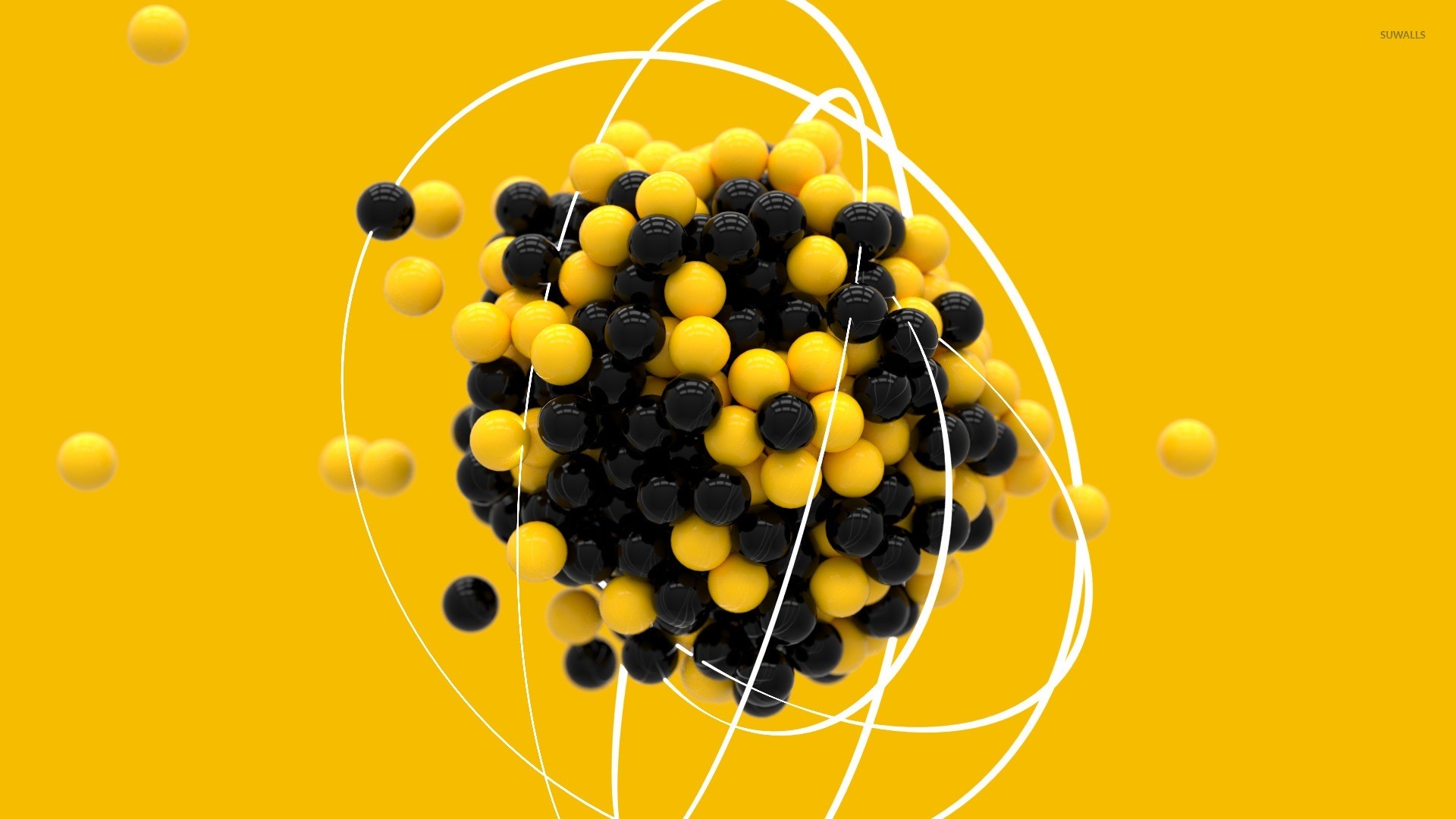 1920x1080 Black and yellow spheres wallpaper - 3D wallpapers - #28956