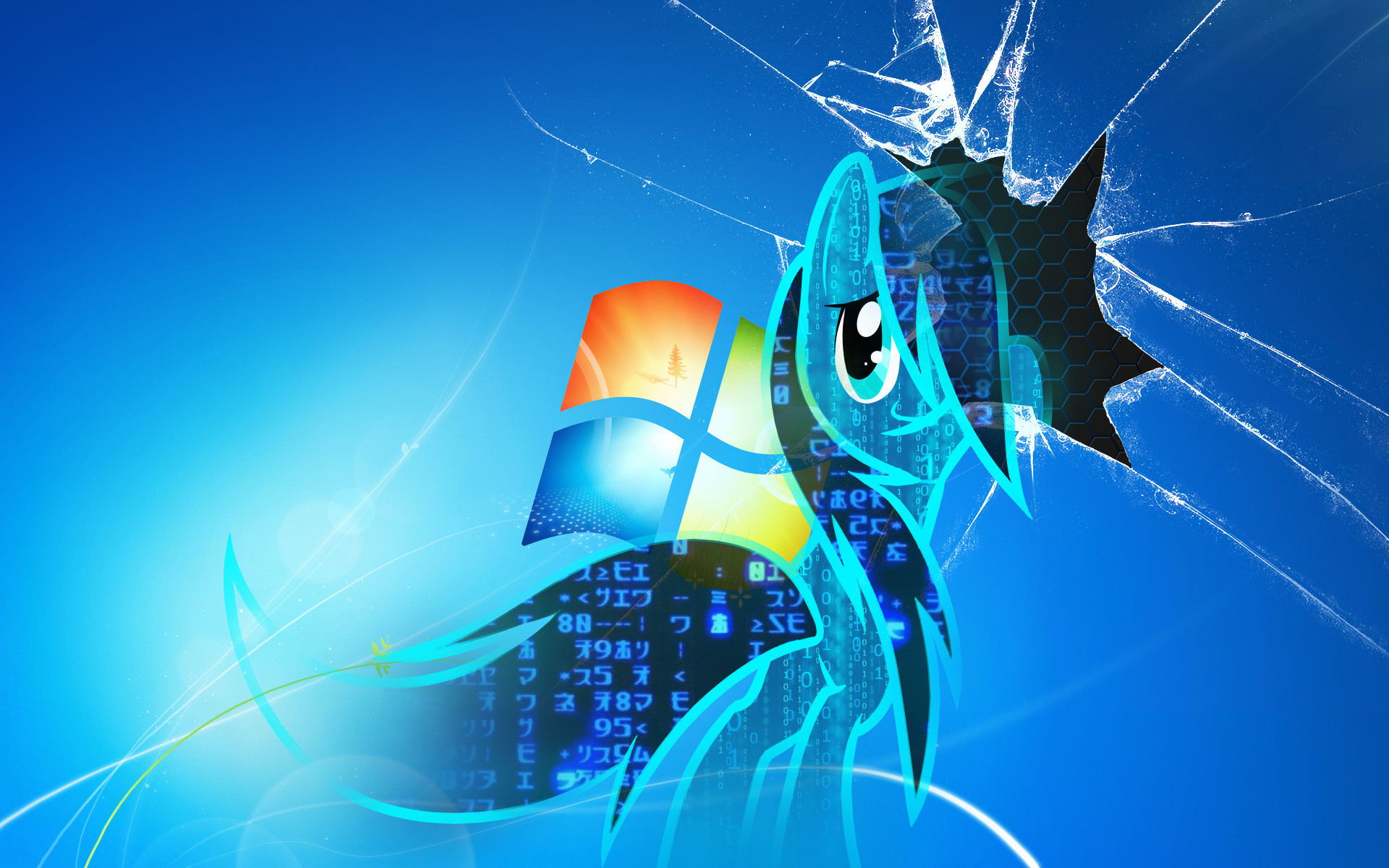 1920x1200 Background screen cracked virus pony.