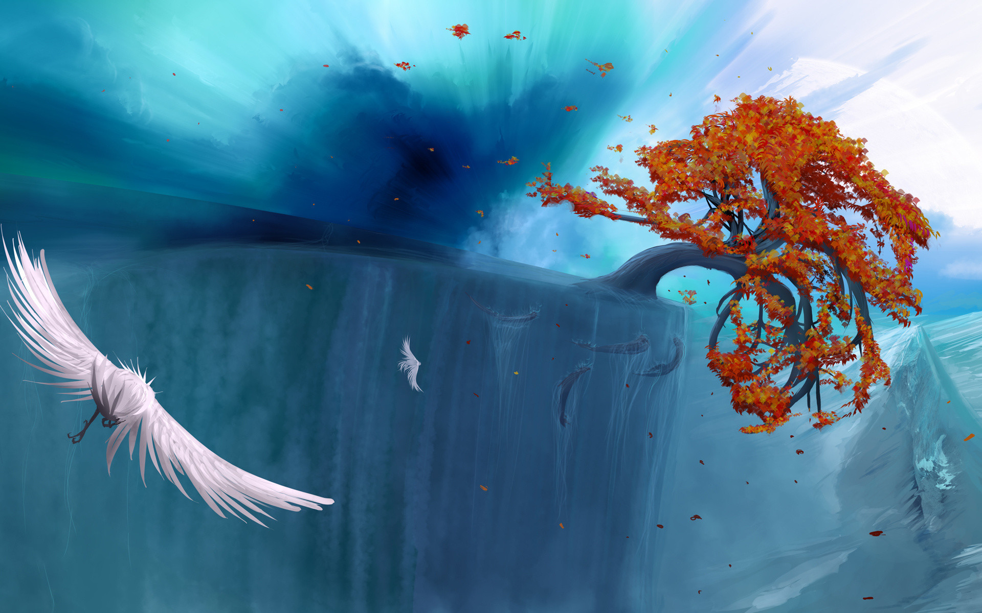 1920x1200 fantasy, art, fishes, fall,fun, animals, trees, surreal Â· tablet backgrounds  ...