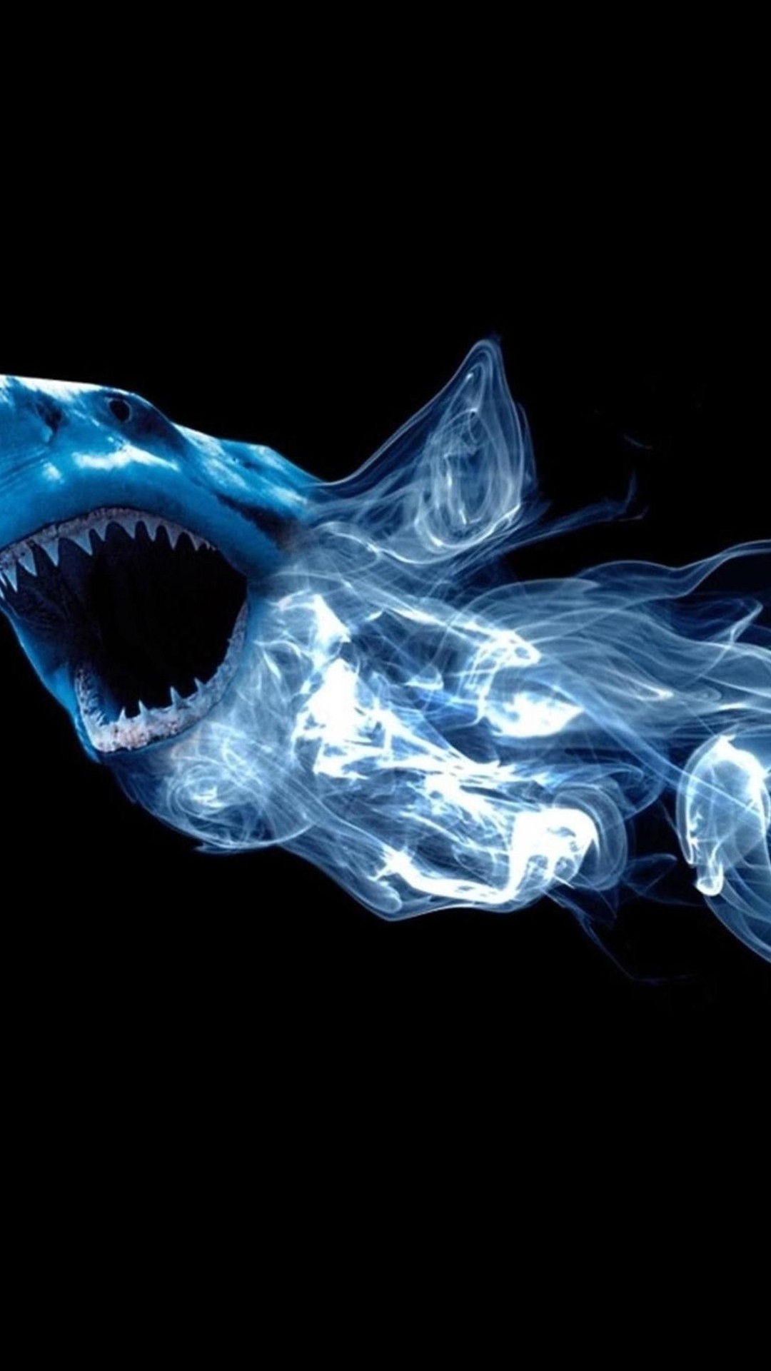 1080x1920 Abstract Shark Neon Light Smoke Android Wallpaper