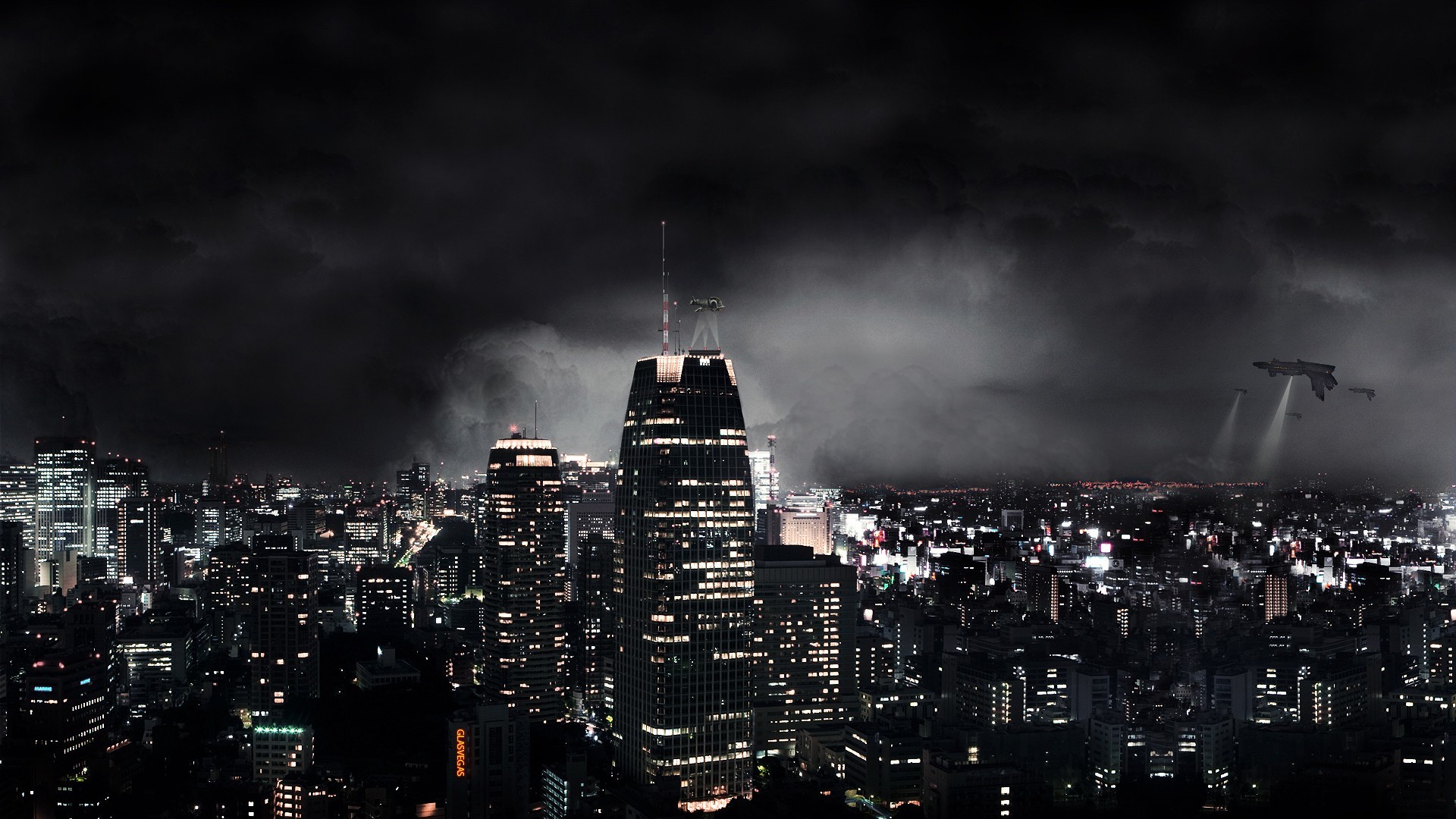 1920x1080 Dark-city-New-York-Skyscrapers-Desktop-Wallpaper