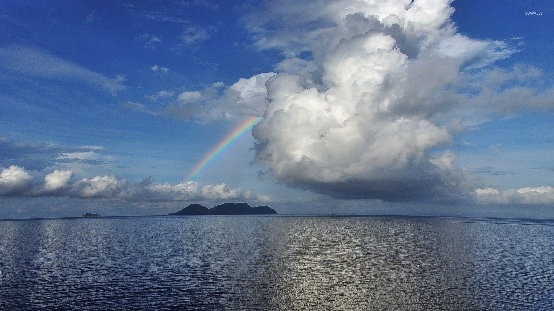 1920x1080 Rainbow in the middle of the ocean wallpaper  jpg