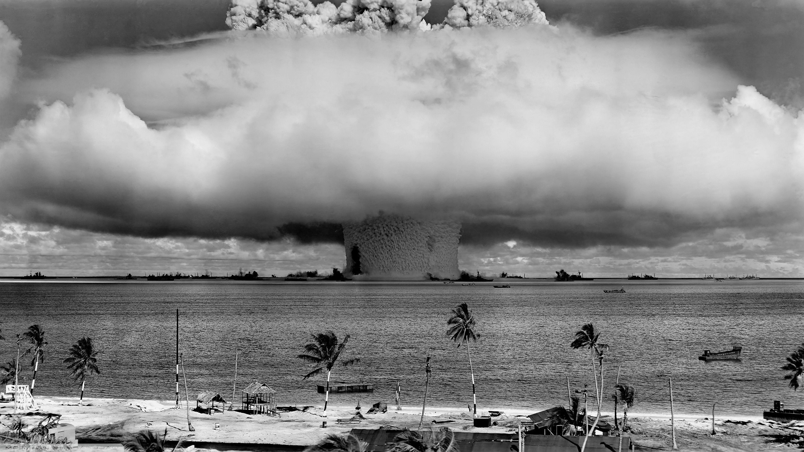 2560x1440 monochrome sea photography atomic bomb mushroom clouds cloud weather wave   px atmospheric phenomenon atmosphere of