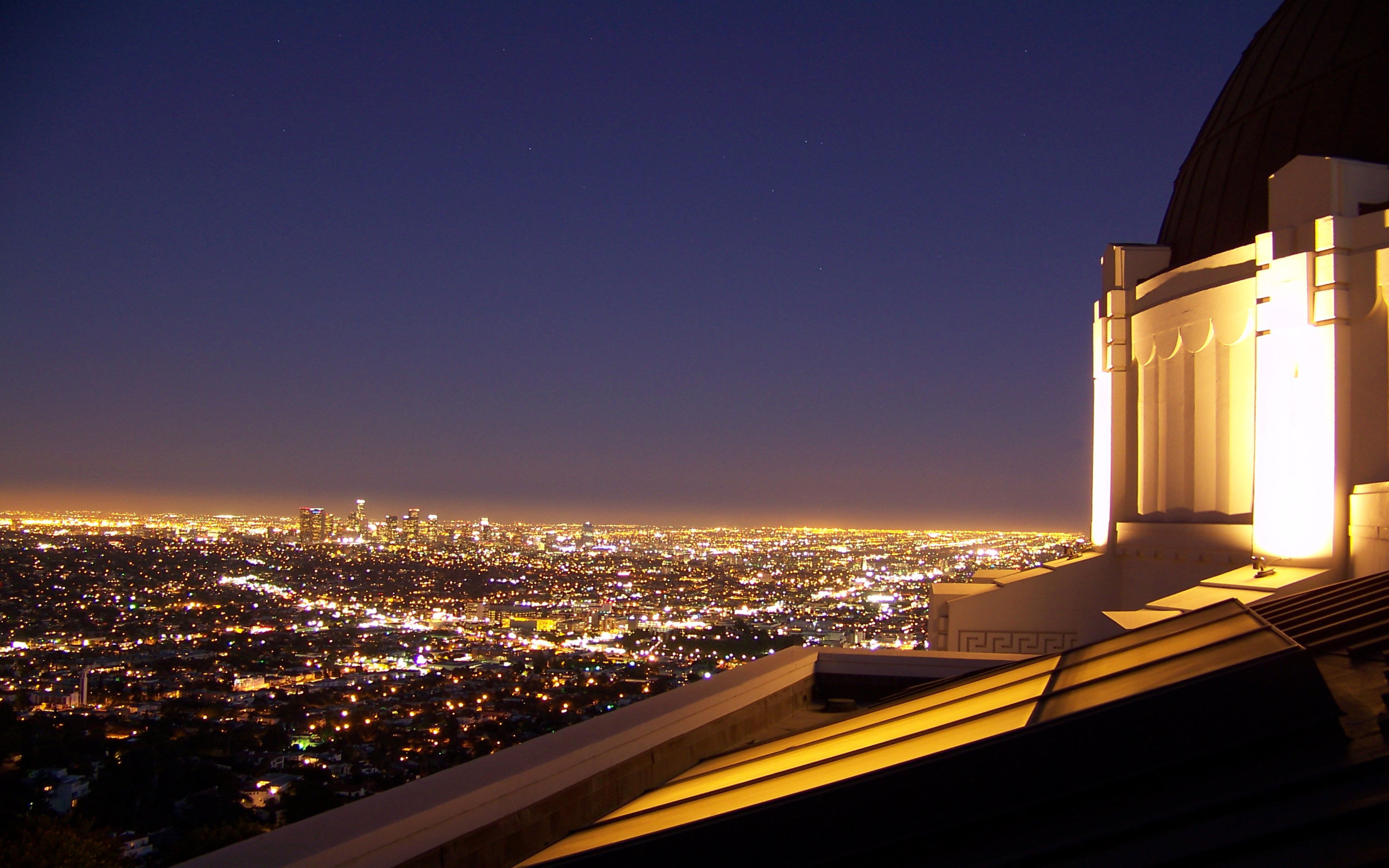 2560x1600 Desktop wallpapers Los Angeles downtown from Griffith Observatory.