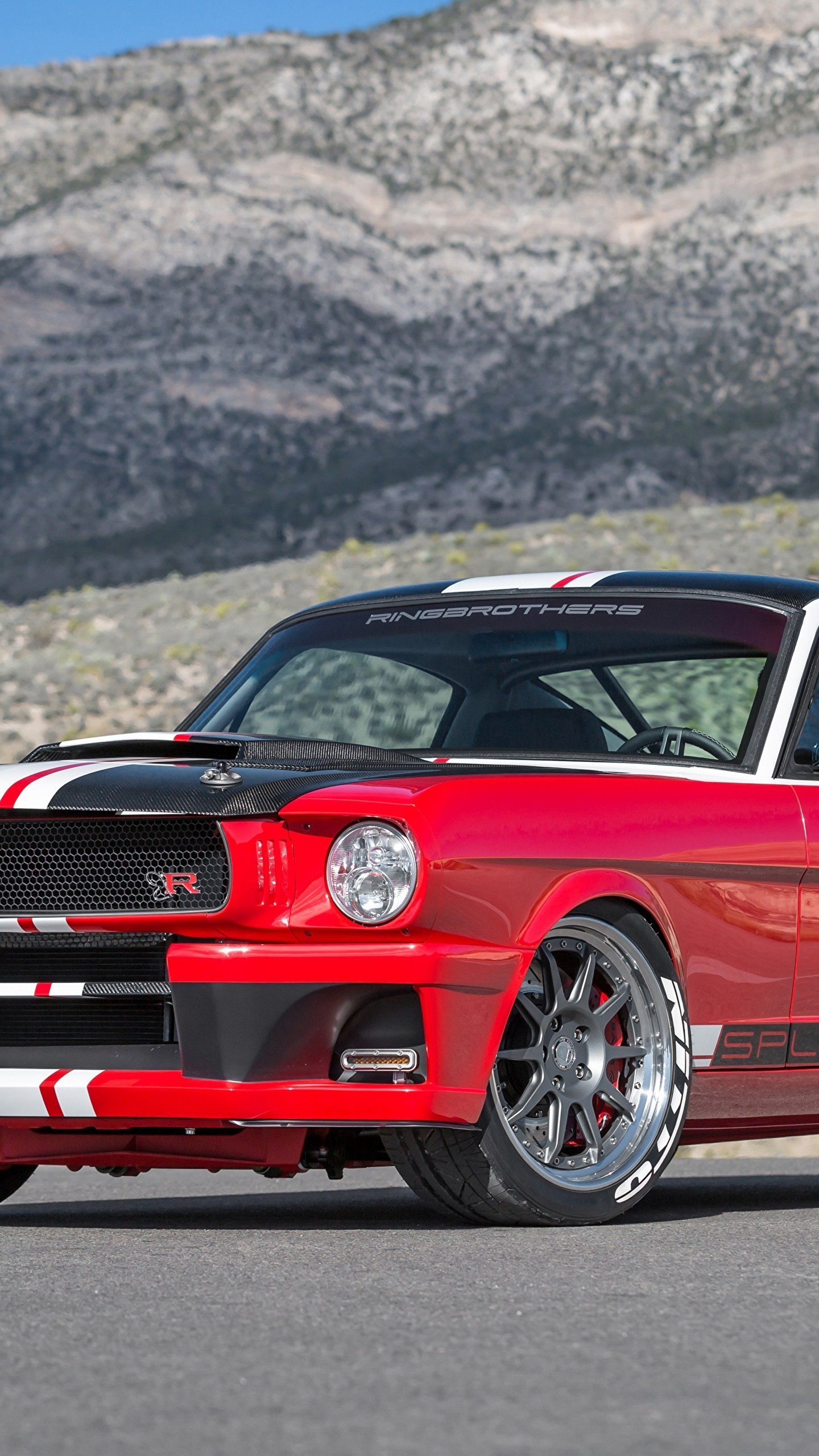 1440x2560 photo ford mustang 1965 ringbrothers red automobile  cell phone  wallpaper