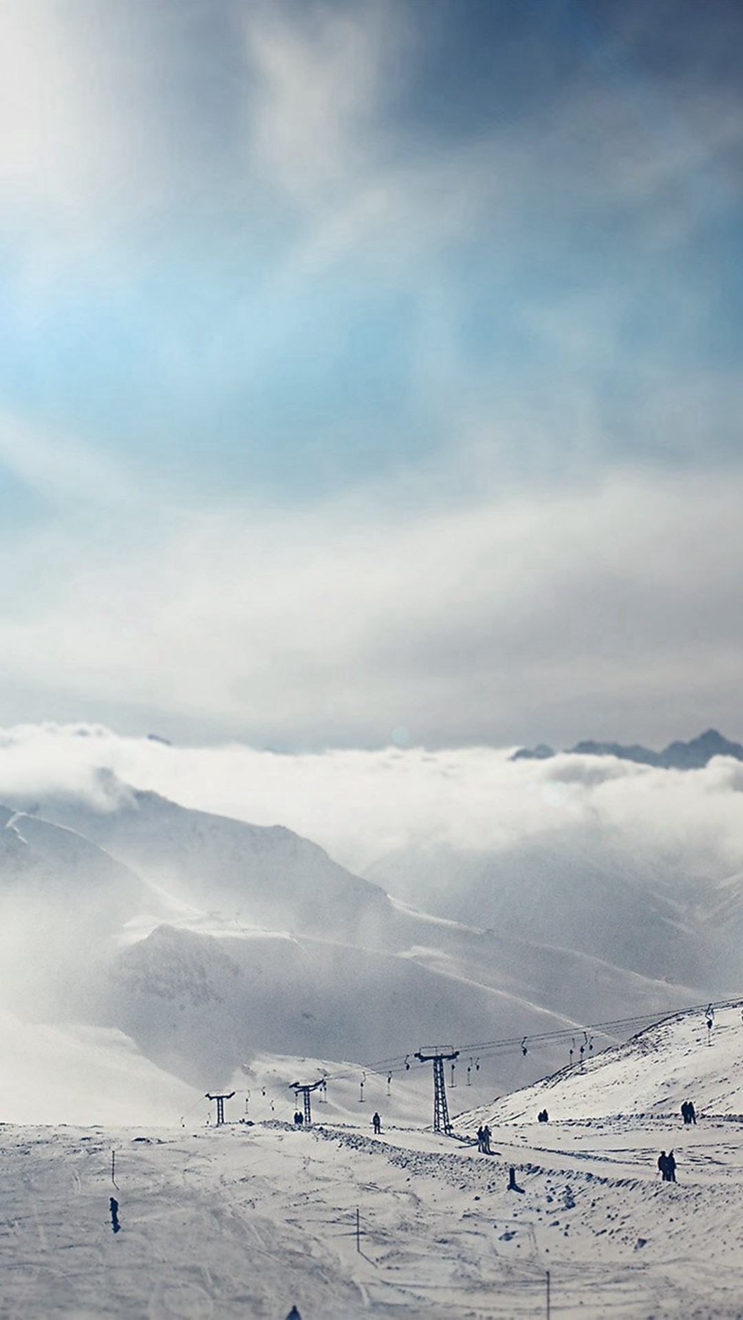 1080x1920 Snow Ski Winter Play Mountain Sunny Bokeh Flare Blue iPhone 8 wallpaper