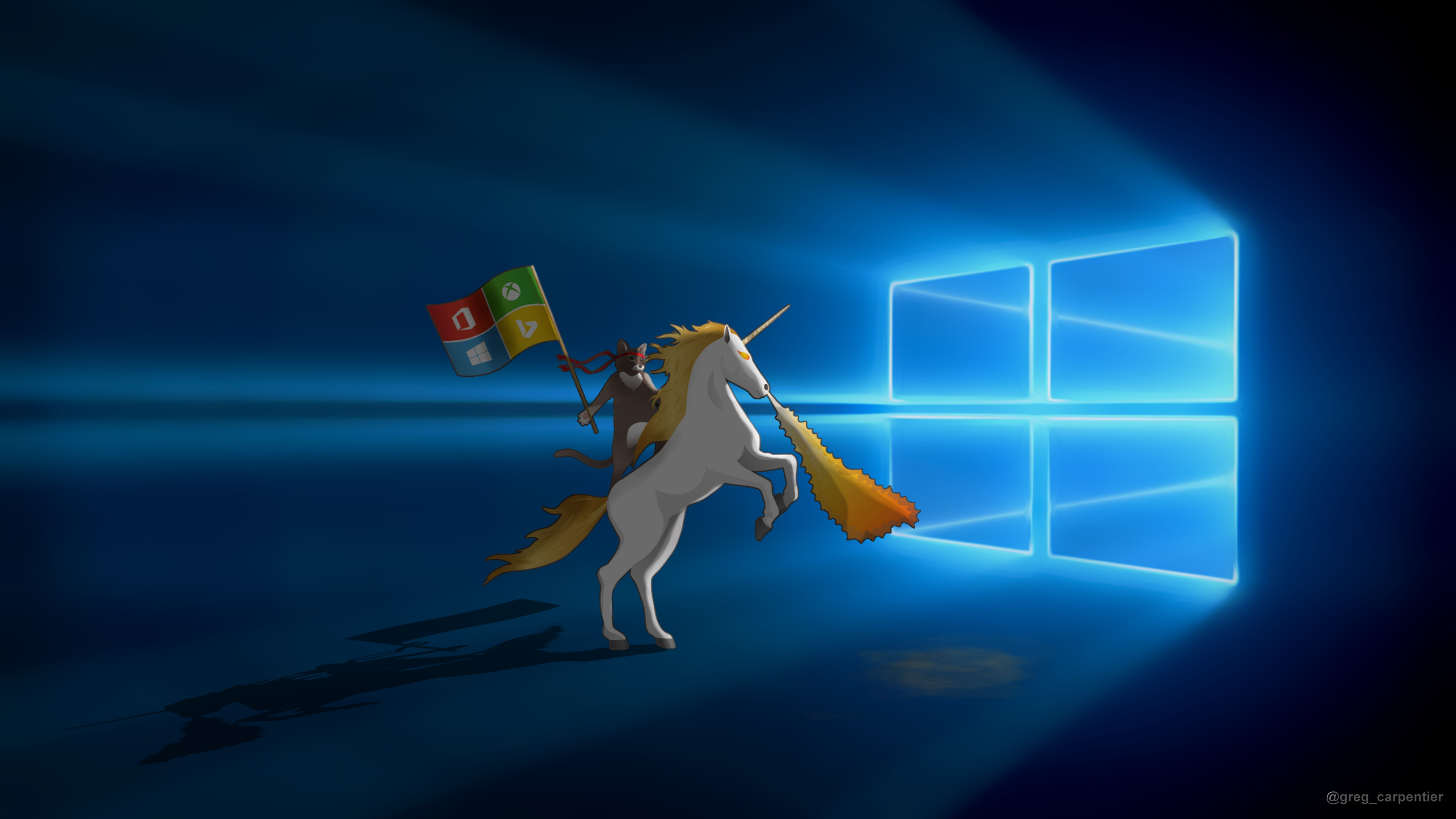 3840x2160 Windows 10 Ninja Cat Unicorn Wallpaper