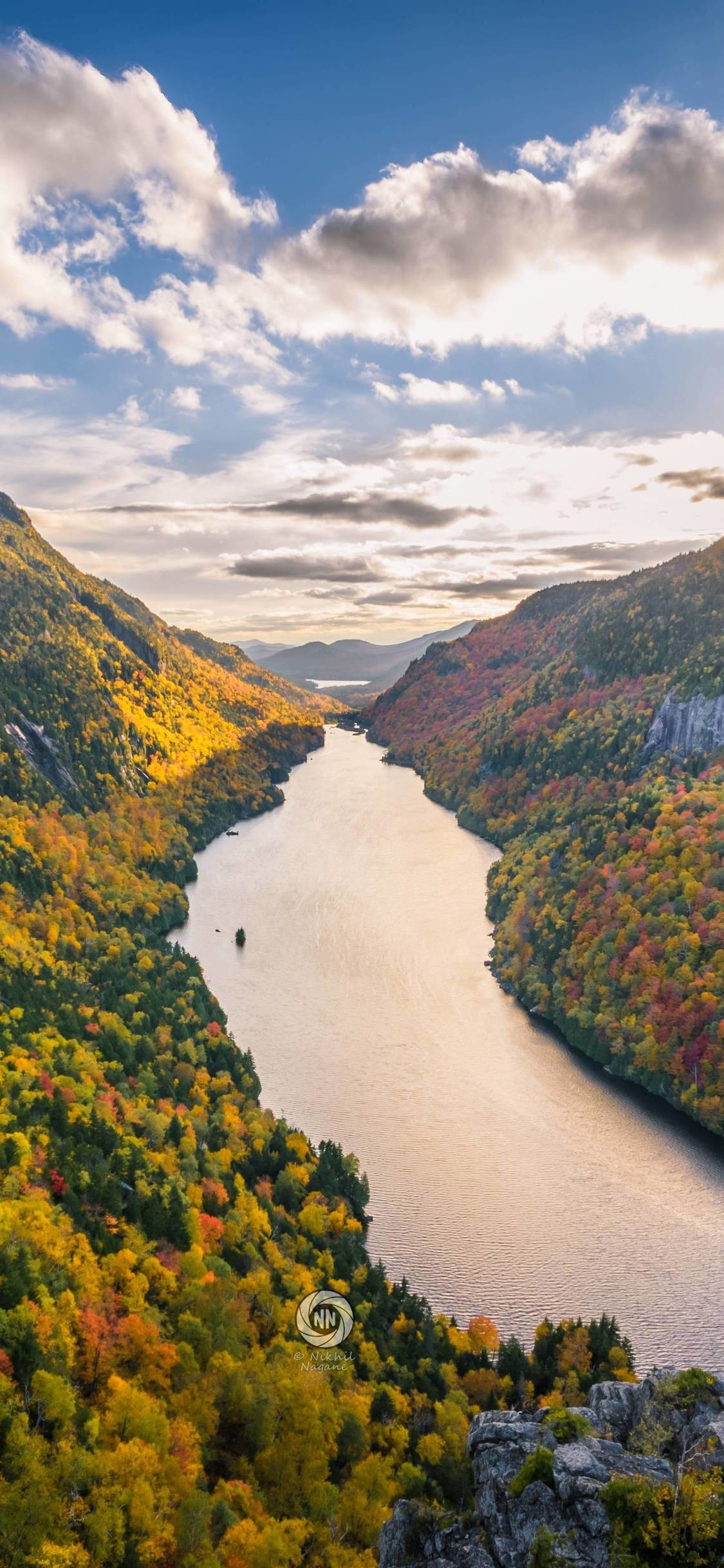 1125x2436 Adirondack Mountains River Clouds Trees 5k (Iphone XS,Iphone 10,Iphone X)