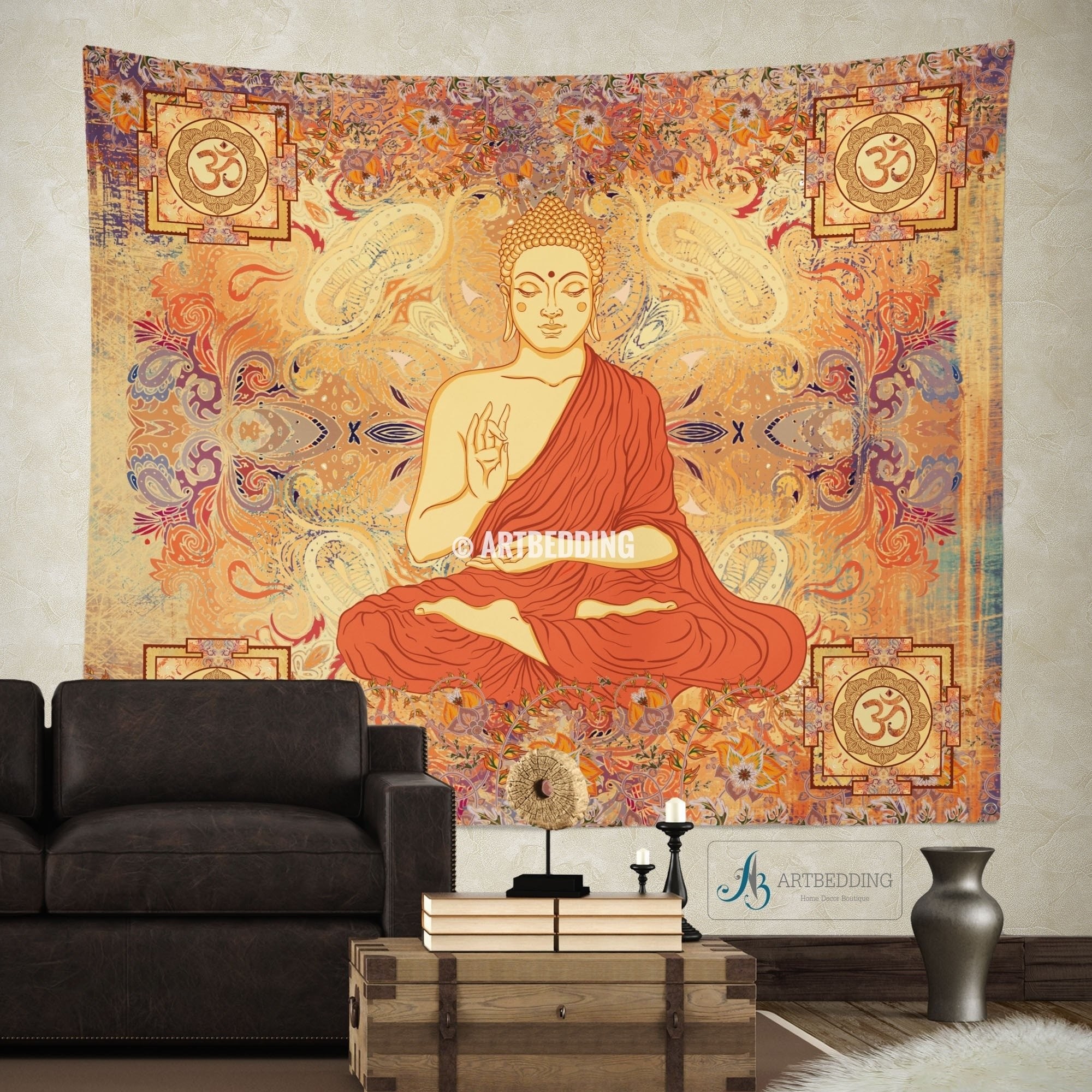 2000x2000 Boho budha Tapestry, Sacred Yantra wall tapestry, Hippie tapestry wall  hanging, Om sacred symbol art wall tapestry, Spiritual bohemian decor