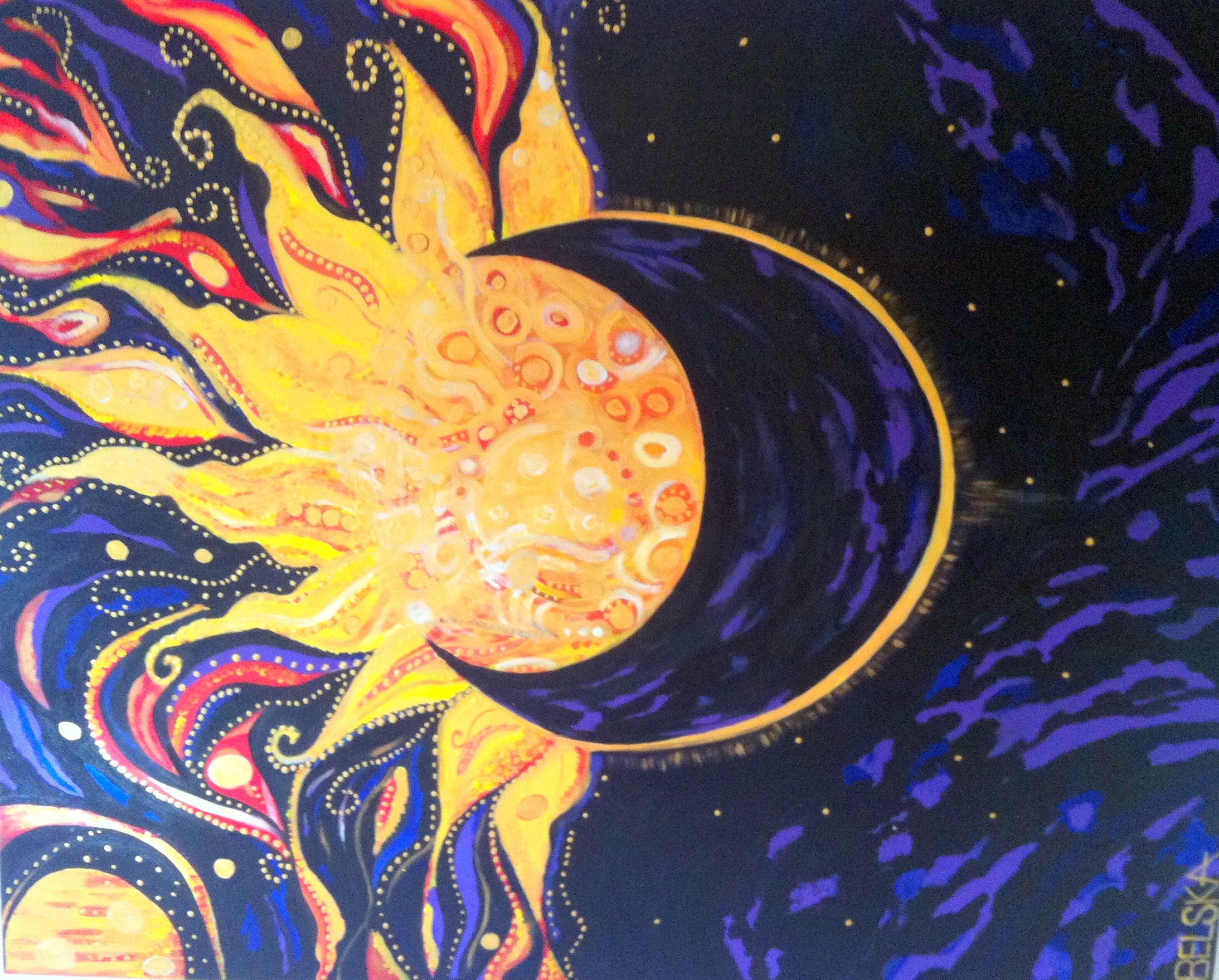 2187x1759 painting of the sun | Paintings (Originals) For Sale | "Sun Moon Eclipse