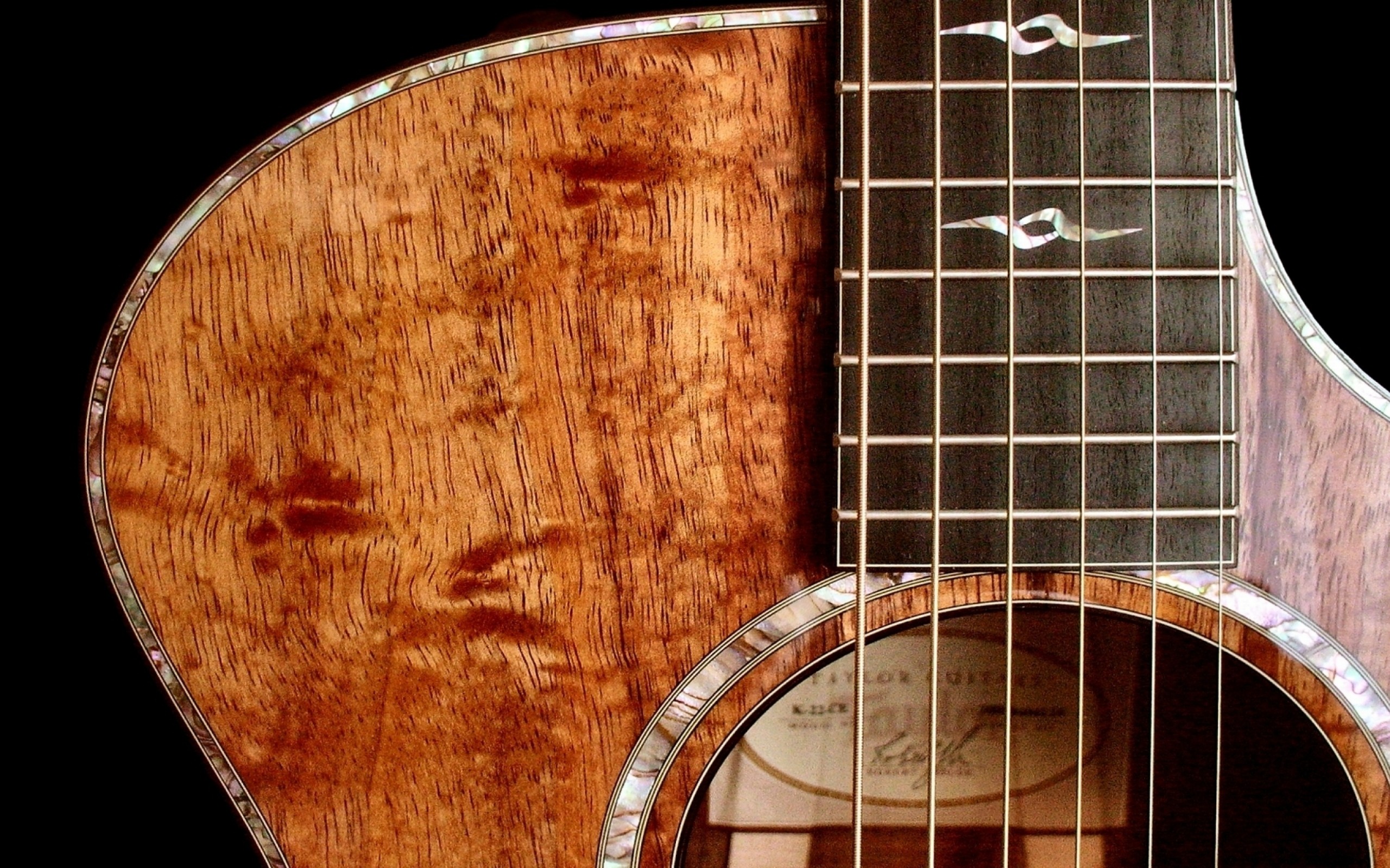 2560x1600  Wallpaper guitar, wood, strings, background, light