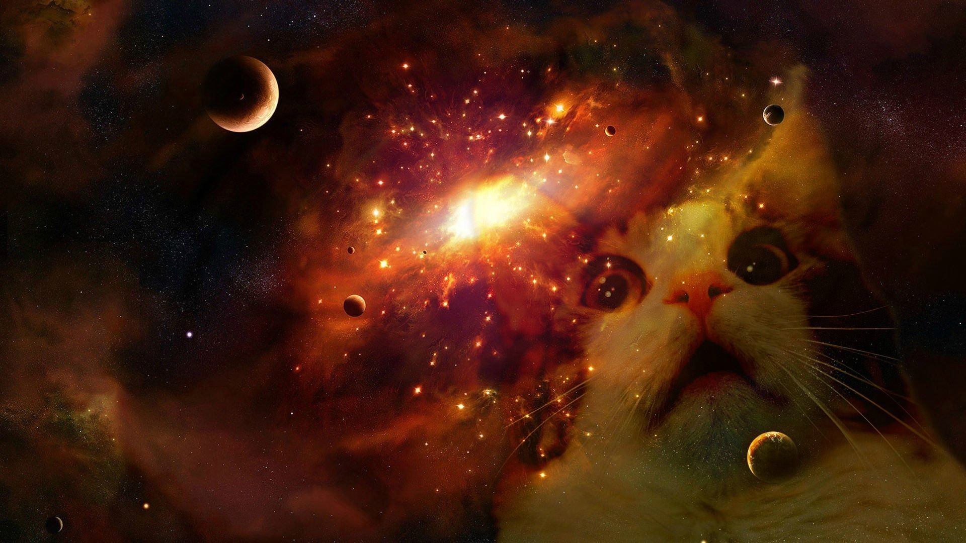 1920x1080 Space cat (my first attempt at Photoshop) ...
