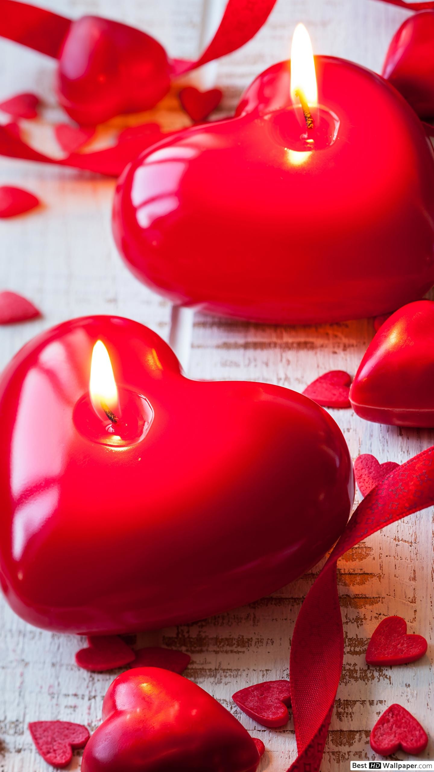 1440x2560 Download Valentine's day - red candles decorations wallpaper