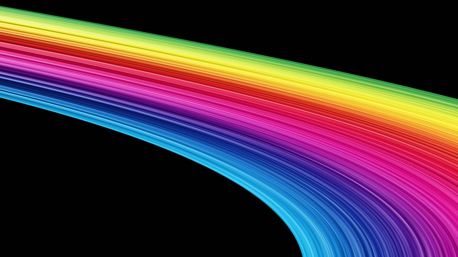 1920x1080  Wallpaper lines, abstract, rainbow, black background