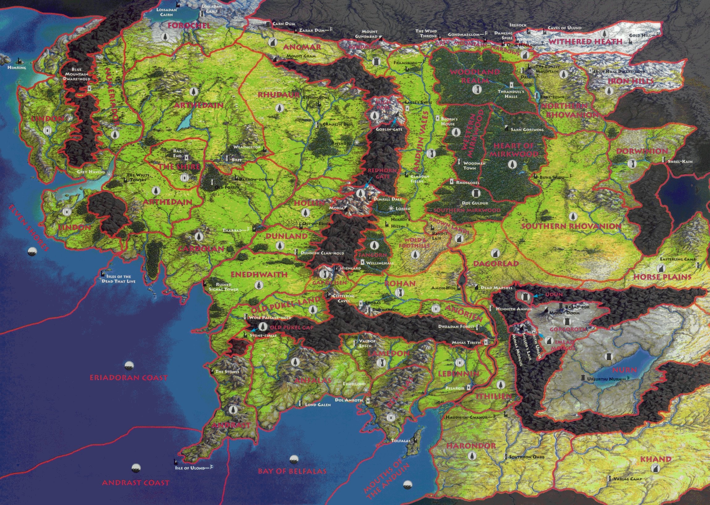 Detailed Middle Earth Map