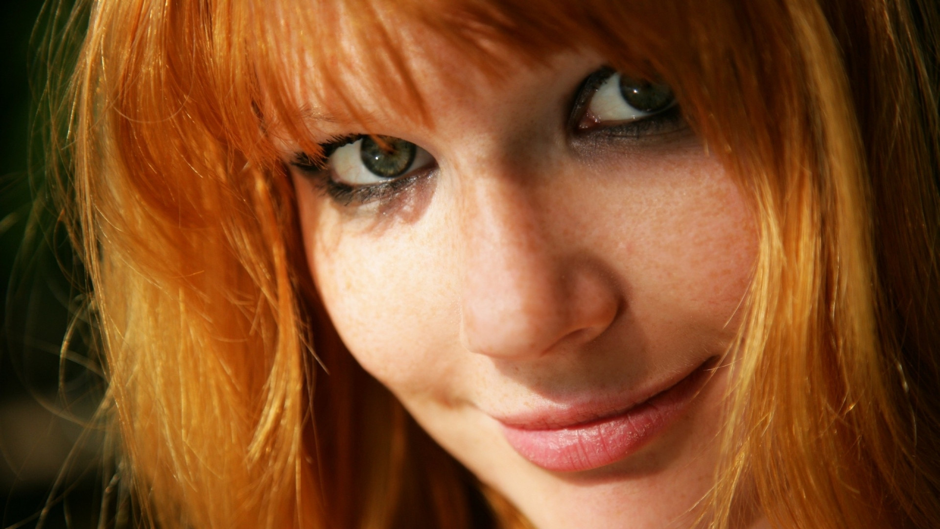 1920x1080 Preview wallpaper mia sollis, red-haired, green-eyed, face, freckles