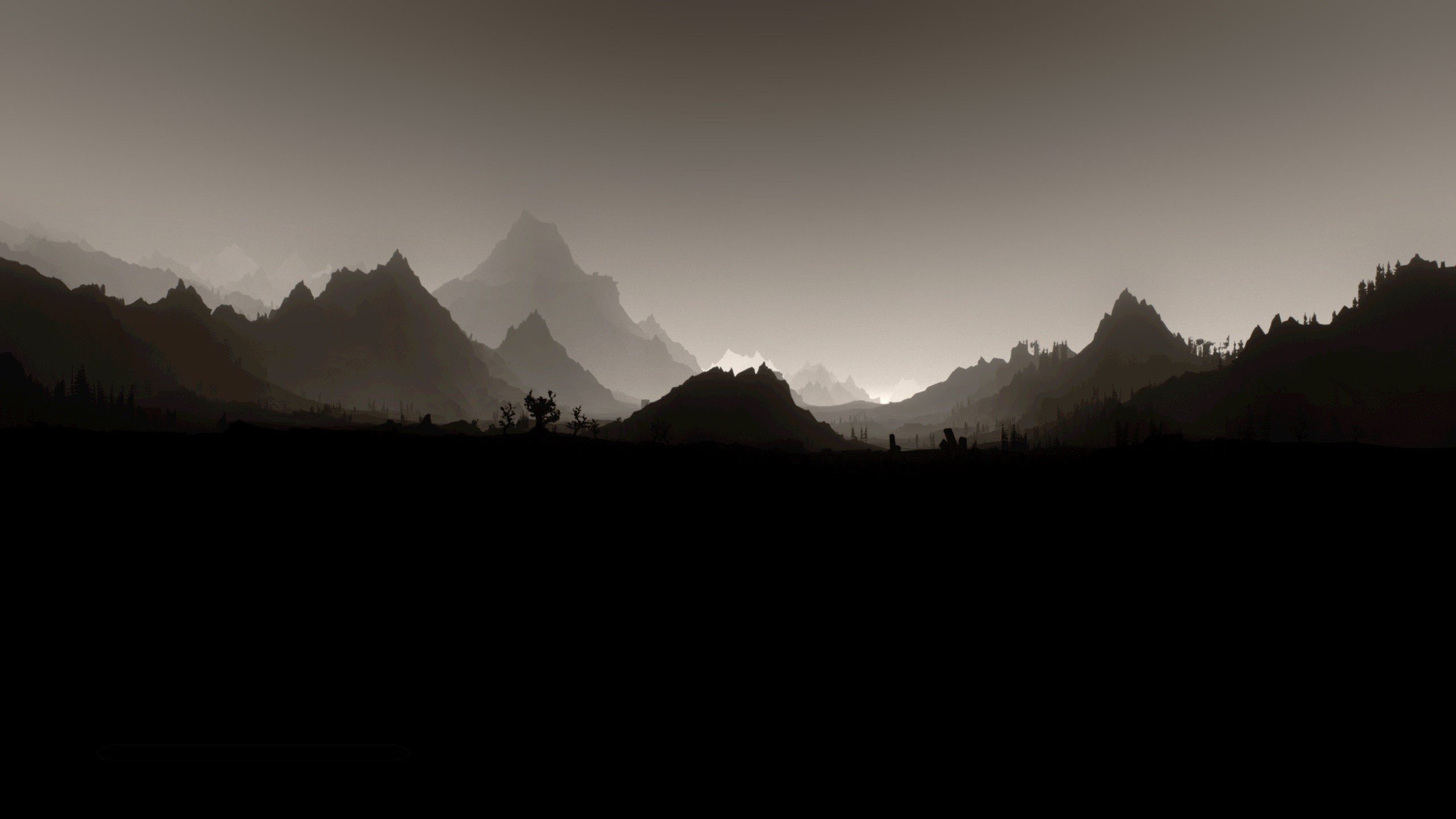 2560x1440 The Elder Scrolls V: Skyrim, Landscape, Monochrome, Minimalism Wallpapers  HD / Desktop and Mobile Backgrounds