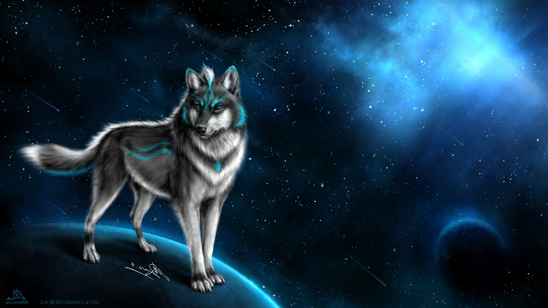 1920x1080 wolf fantasy art animals space art Wallpapers HD / Desktop and Mobile  Backgrounds