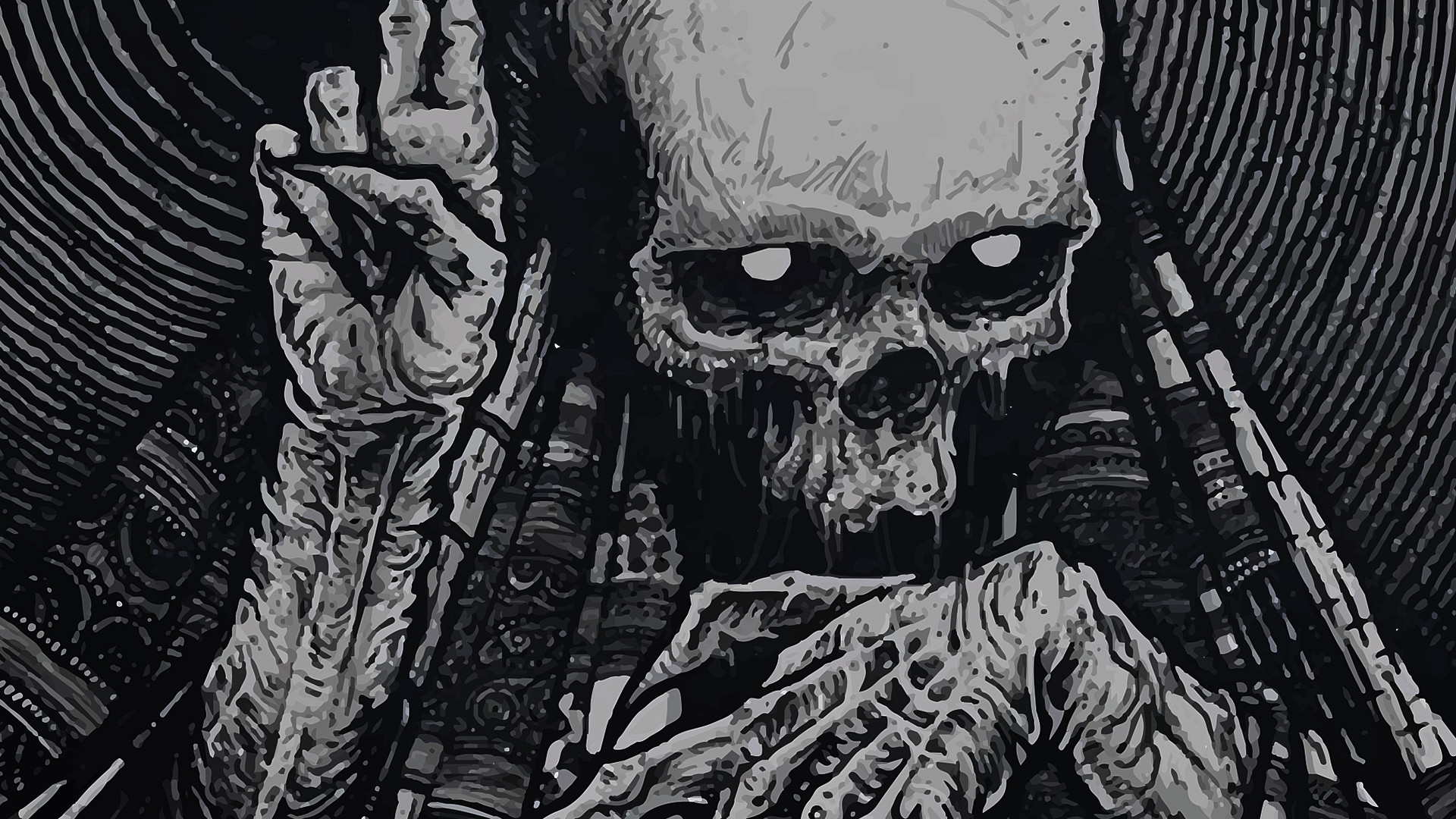 1920x1080 dark fantast skeleton skull occult horror creepy spooky scary halloween  wallpaper