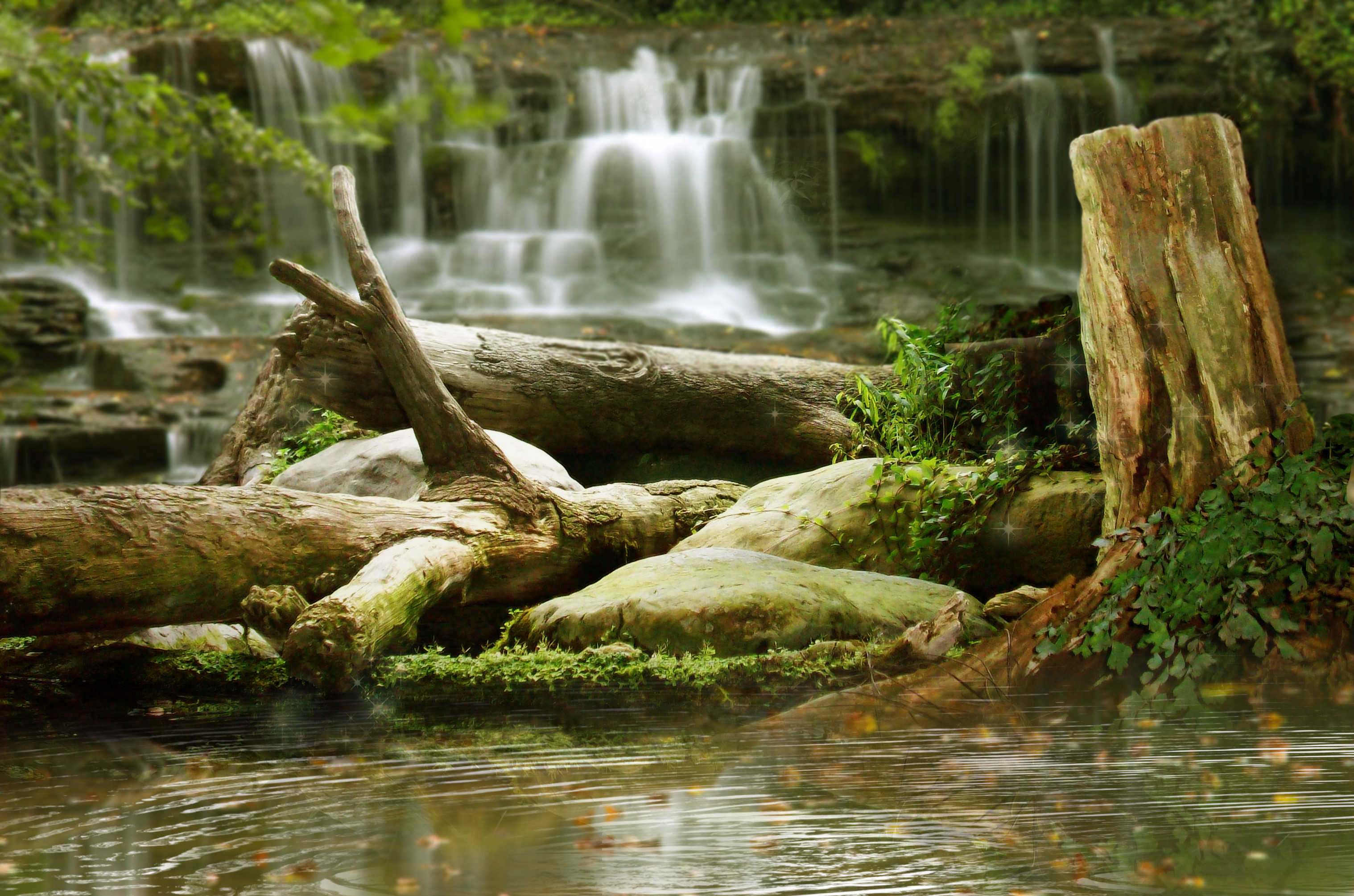 3036x2010 Forest waterfall background by malish551 Forest waterfall background by  malish551