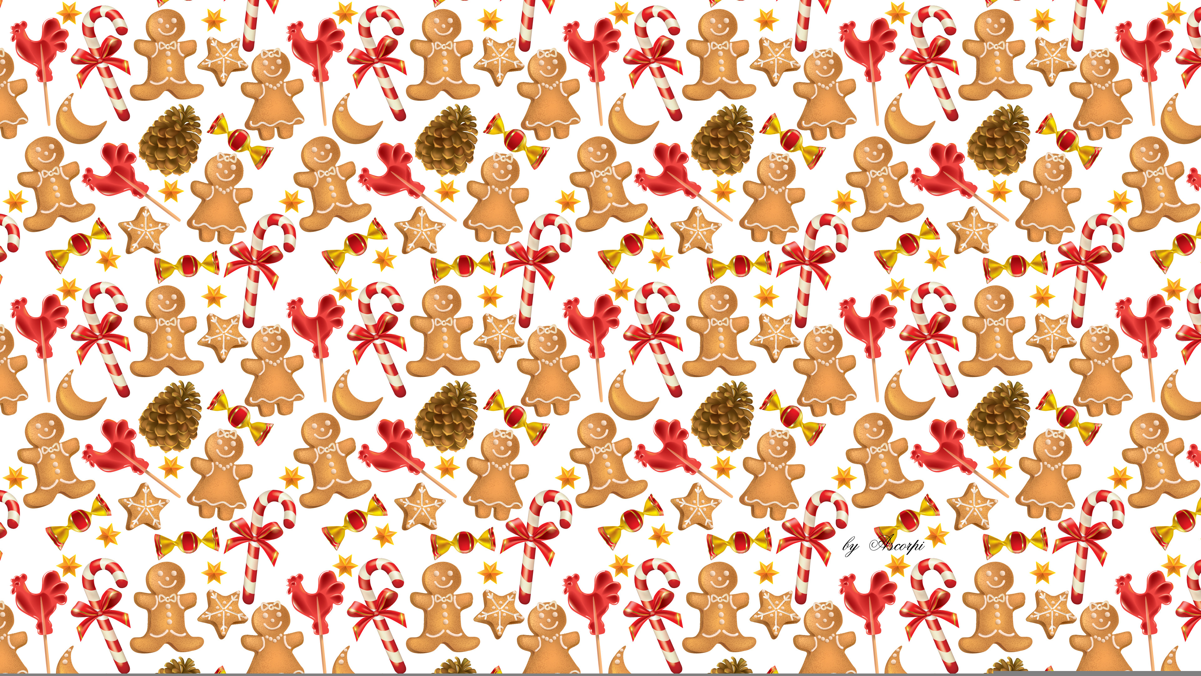3840x2160 Wallpaper christmas, new year, the gingerbread man, candy .