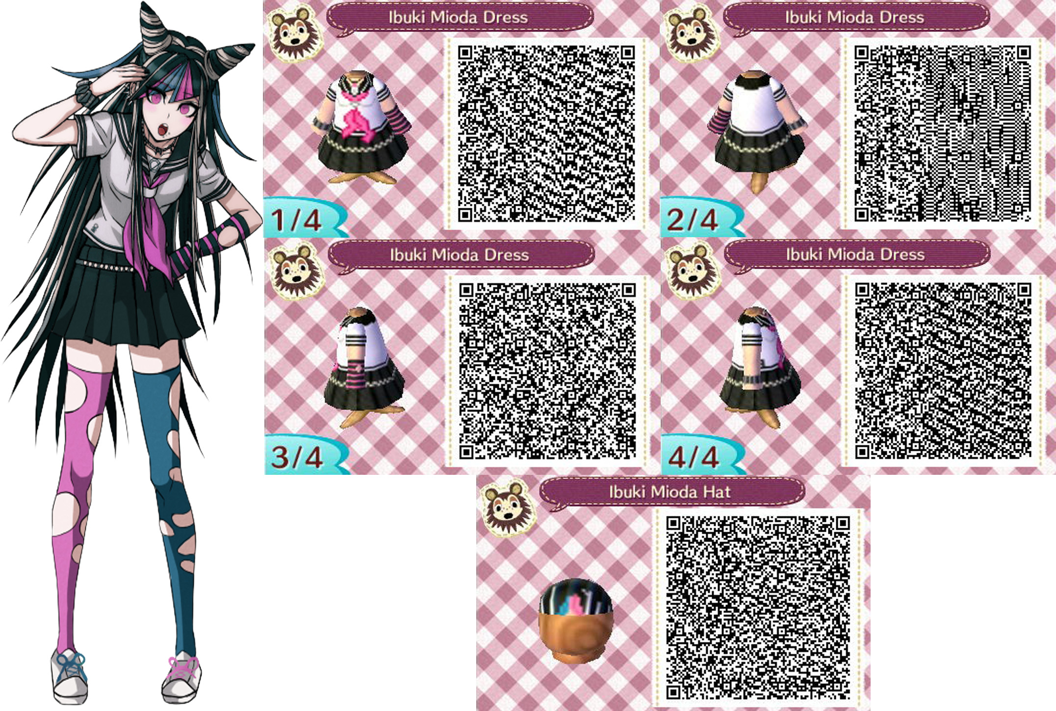 2153x1451 ... ACNL- Ibuki Mioda Outfit QR Codes (Request) by ACNL-QR-CODEZ