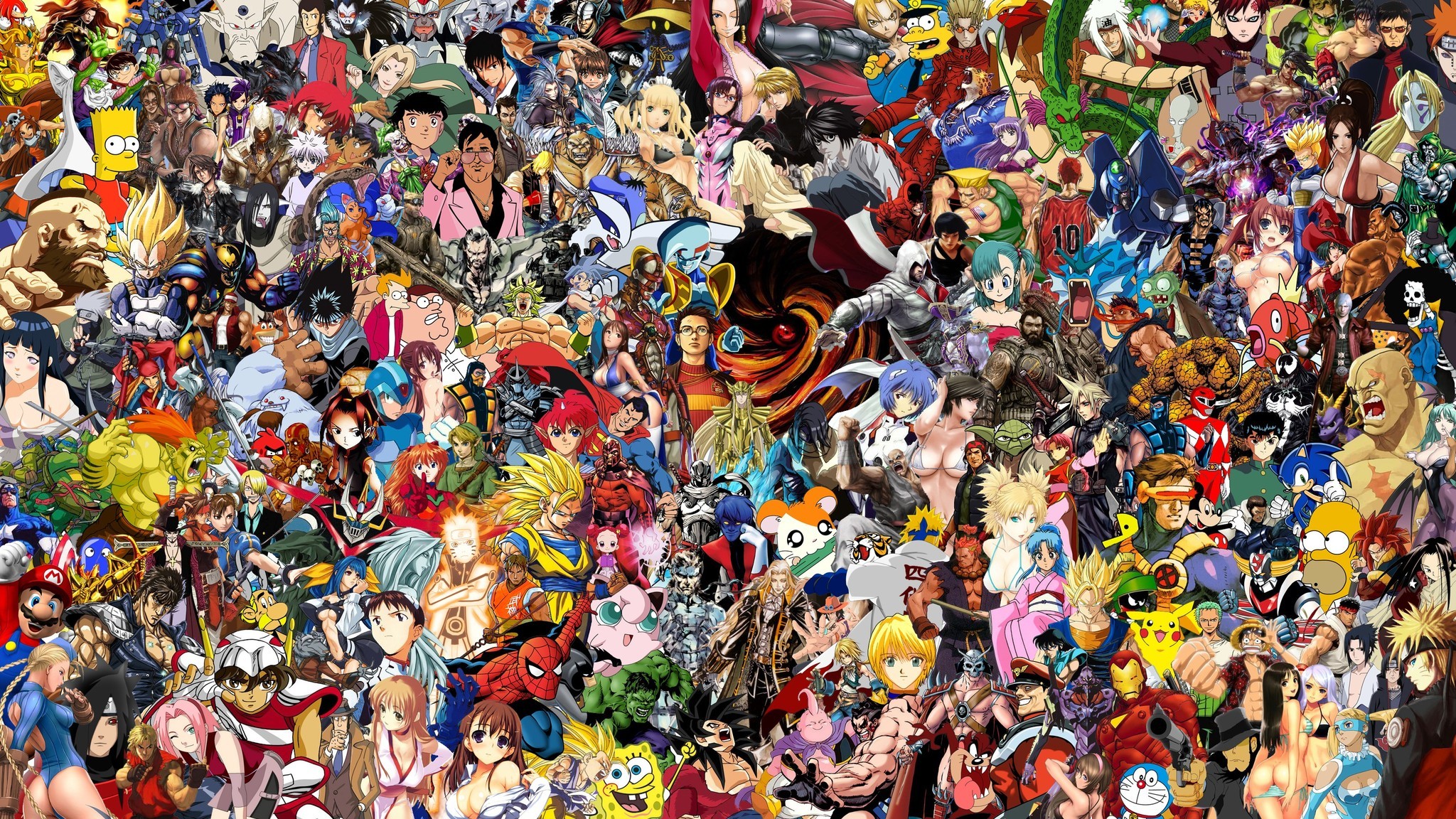 2048x1152 Insane Anime Cartoon Video Game Montage Wallpaper