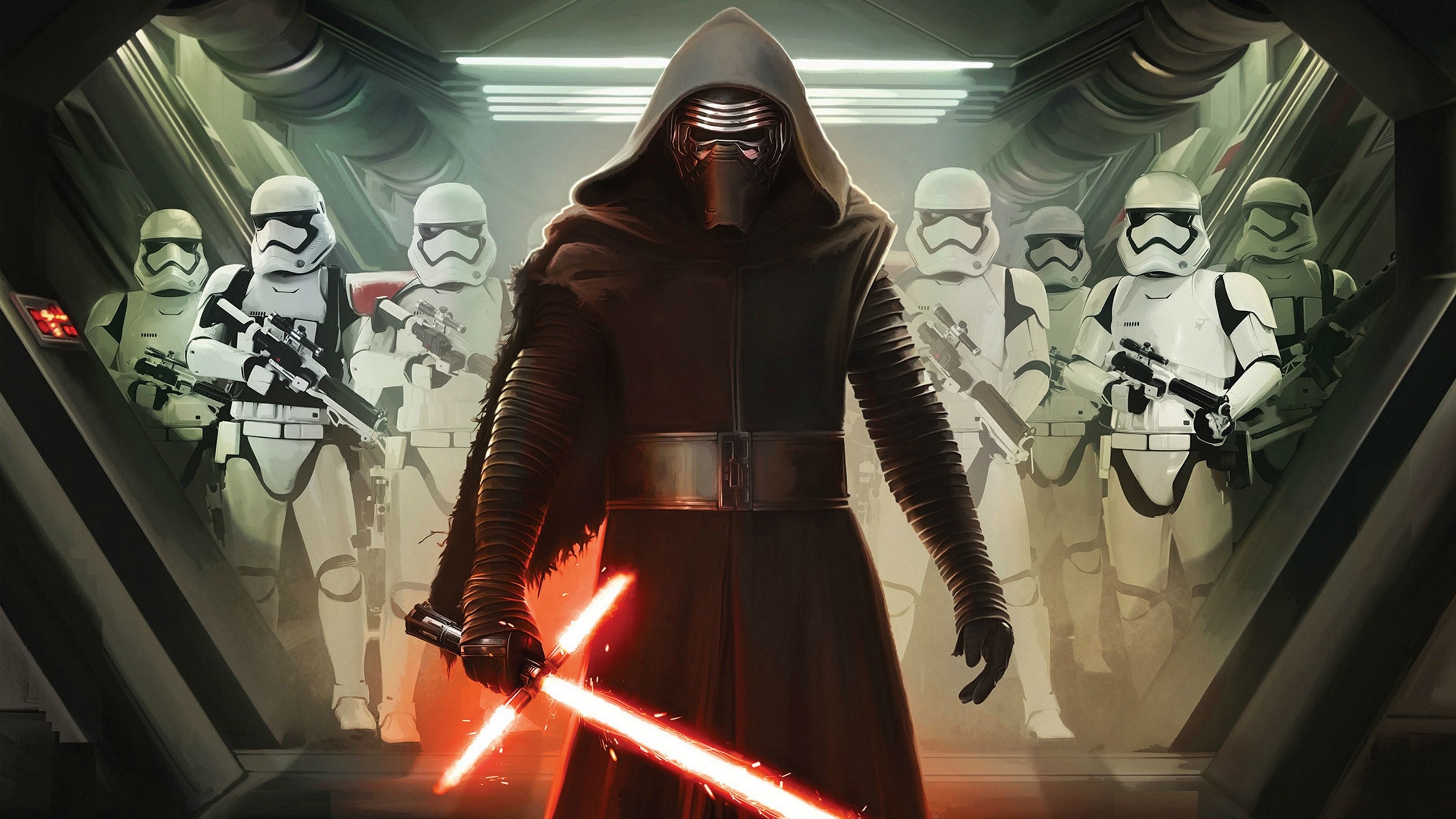 3840x2160 Star Wars Episode VII: The Force Awakens - Kylo Ren & Stormtroopers Poster