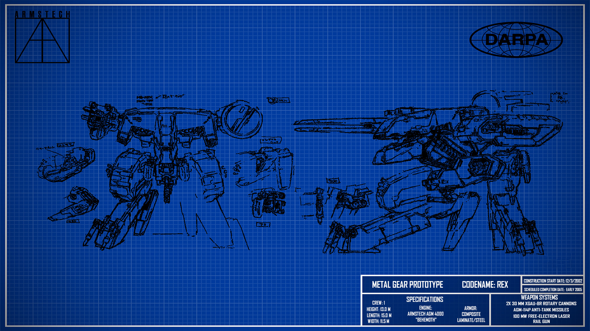 1920x1080 Metal Gear REX Blueprint Wallpaper ...
