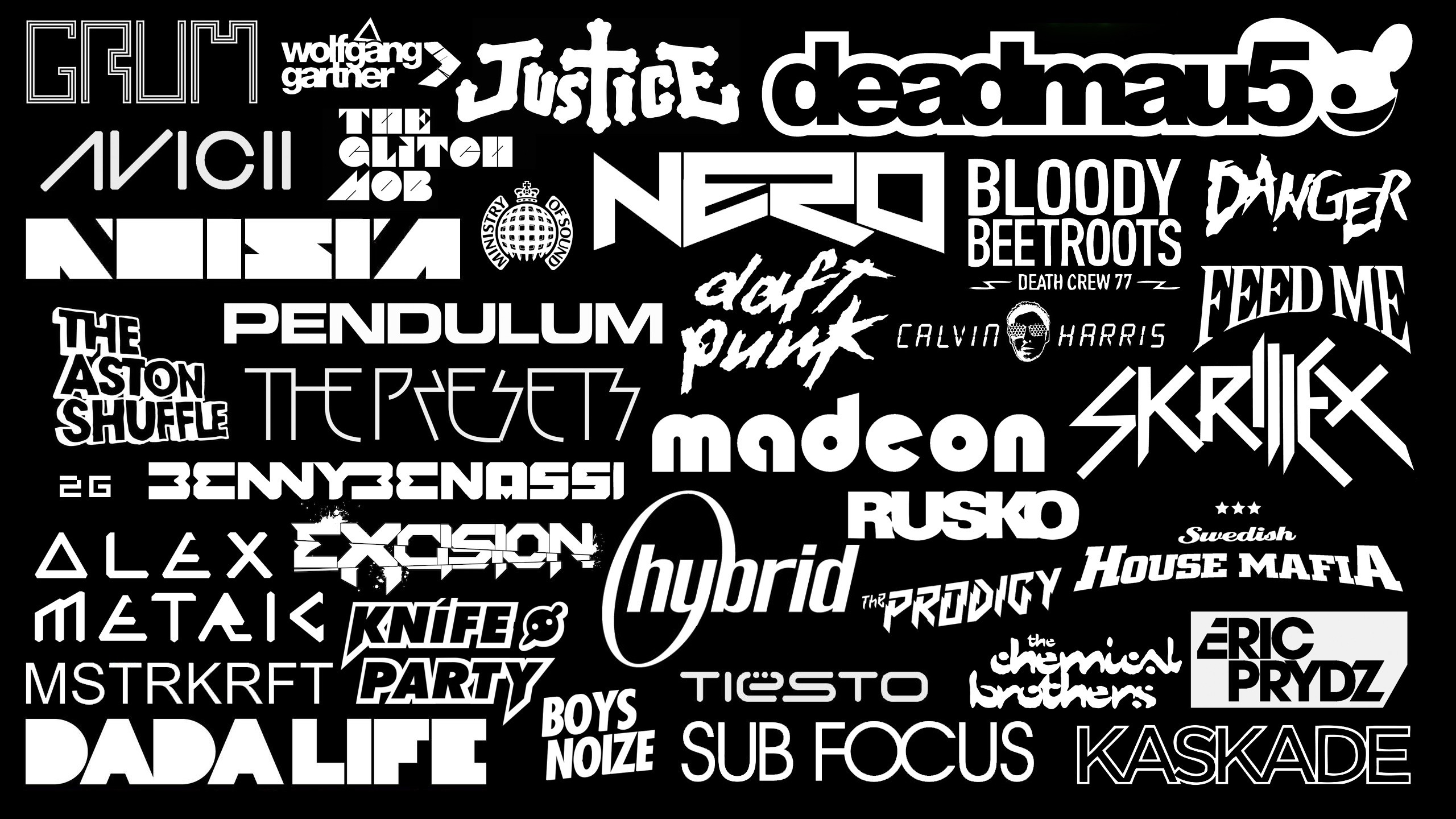 2560x1440 daft, Punk, Deadmau5, Justice, Hybrid, Skrillex, Nero, Boys, Noize, Danger,  Feed, Me, Knife, Party, Dada, Life, Kaskade, Rusko, Avicii Wallpapers HD ...