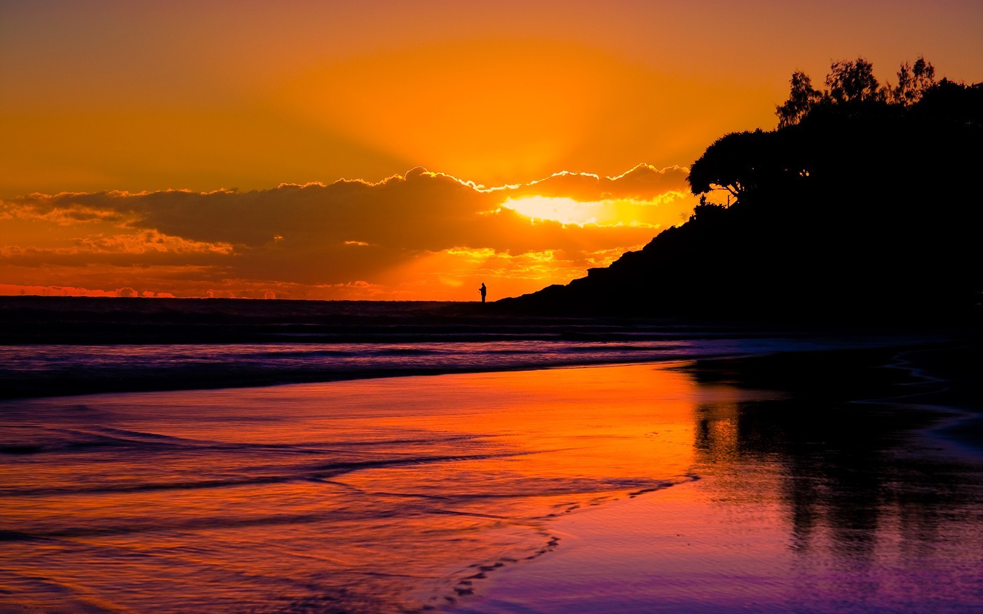 1920x1200 Romantic Beach Sunset HD Background Wallpaper
