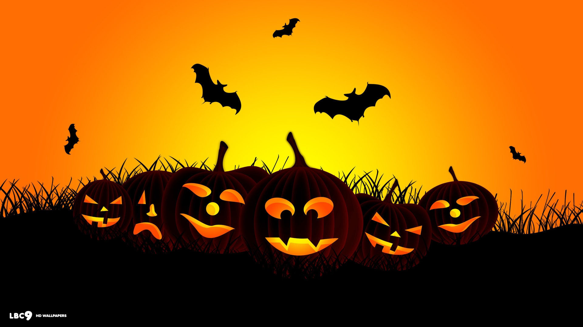 1920x1080 halloween jack o lanterns bats vector art holiday desktop background