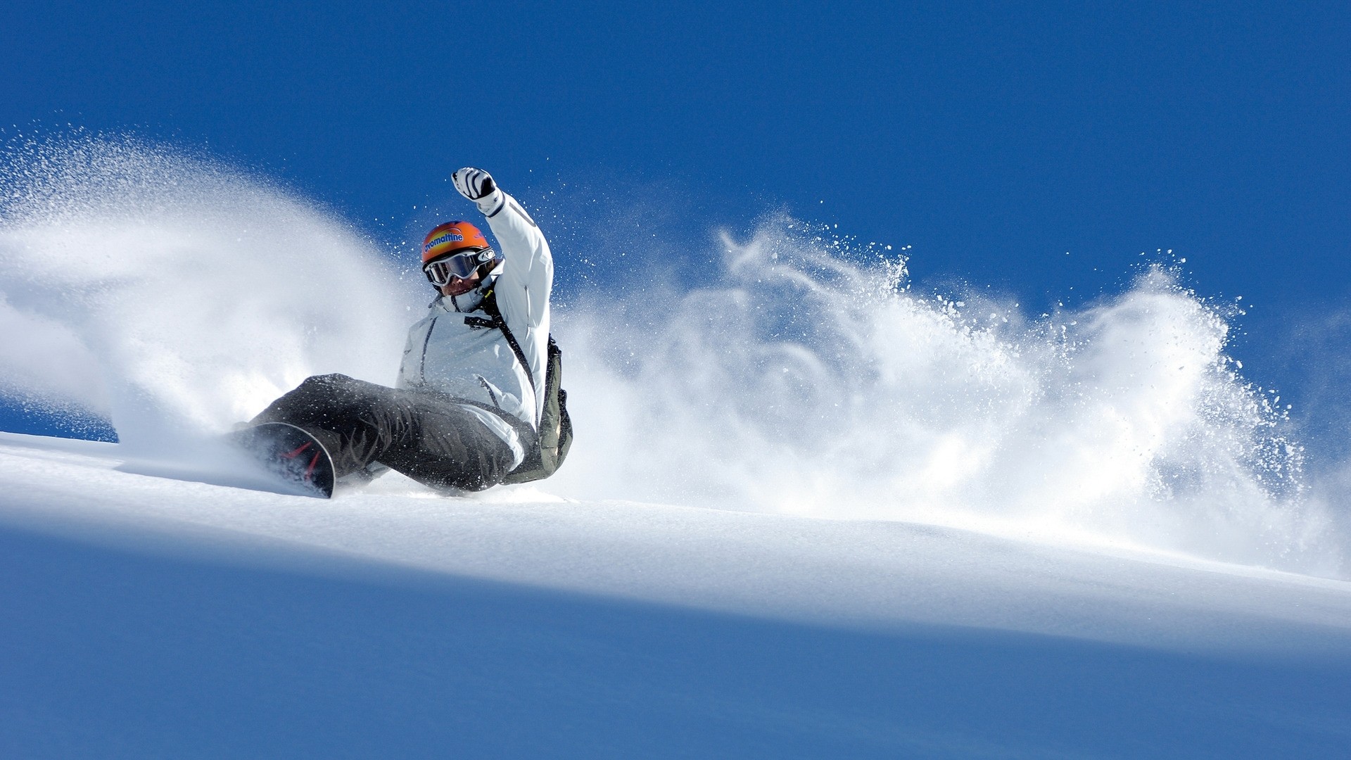 1920x1080 Preview wallpaper snowboard, descent, extreme, snow, balance 