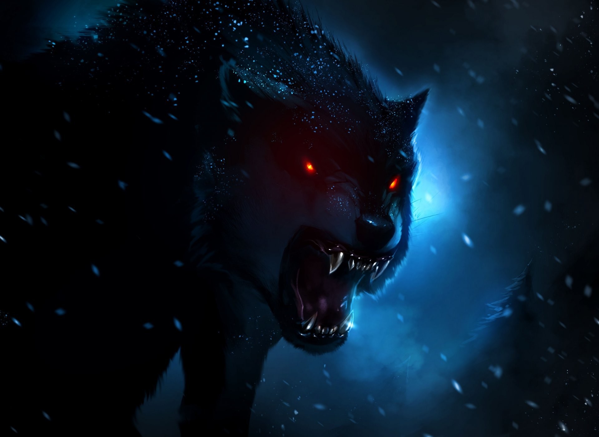 1920x1402 evil hunter dark night art wolf