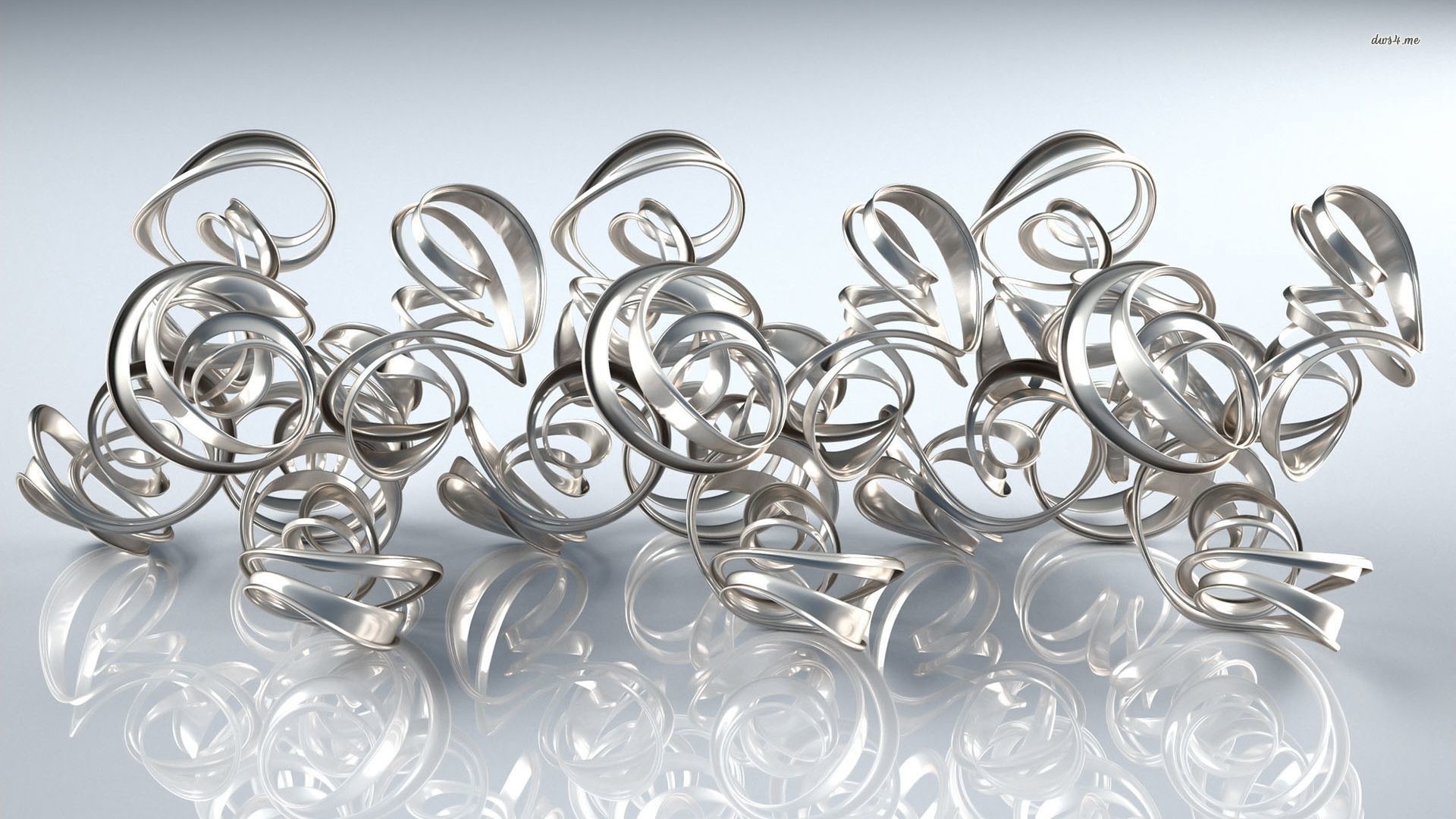 1920x1080 TWISTED SILVER METALLIC SHAPES WALLPAPER