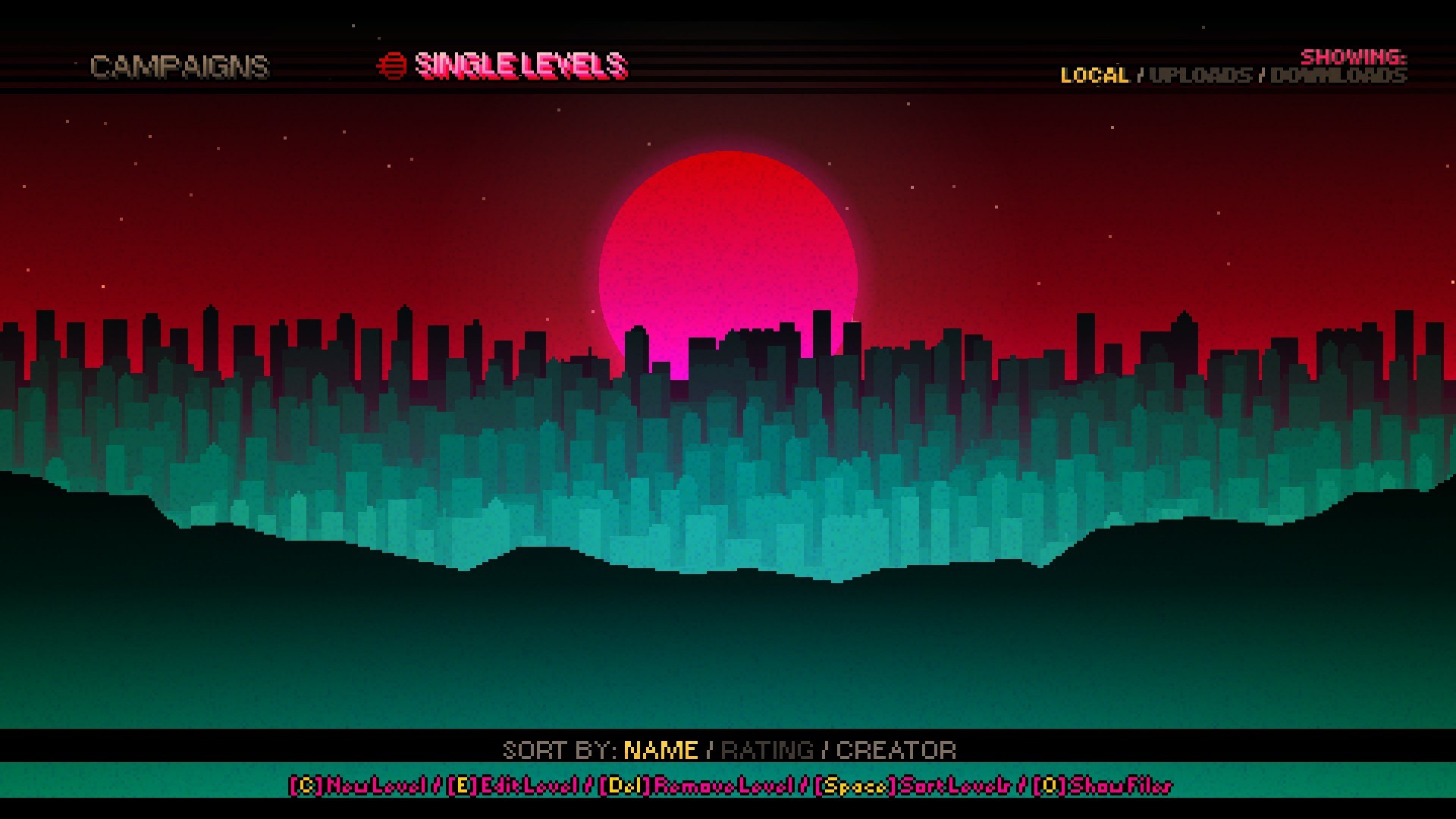 1920x1080 The Starry Sky selection screen of the editor. The blue lit buildings of  the Miami skyline ebb and flow like waves.