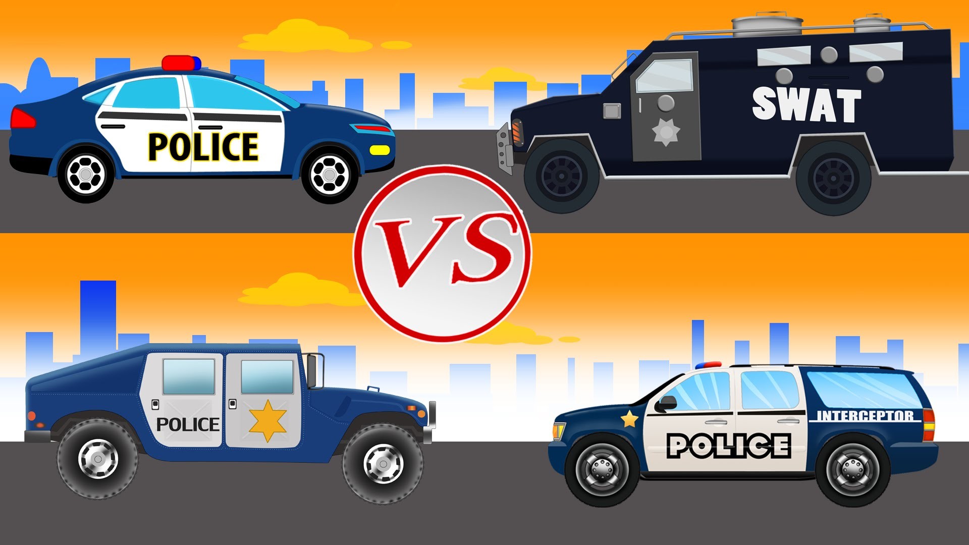 1920x1080 Police Car Vs Police Vehicles | Cartoon Police Car For Kids | Police cars  Race - YouTube