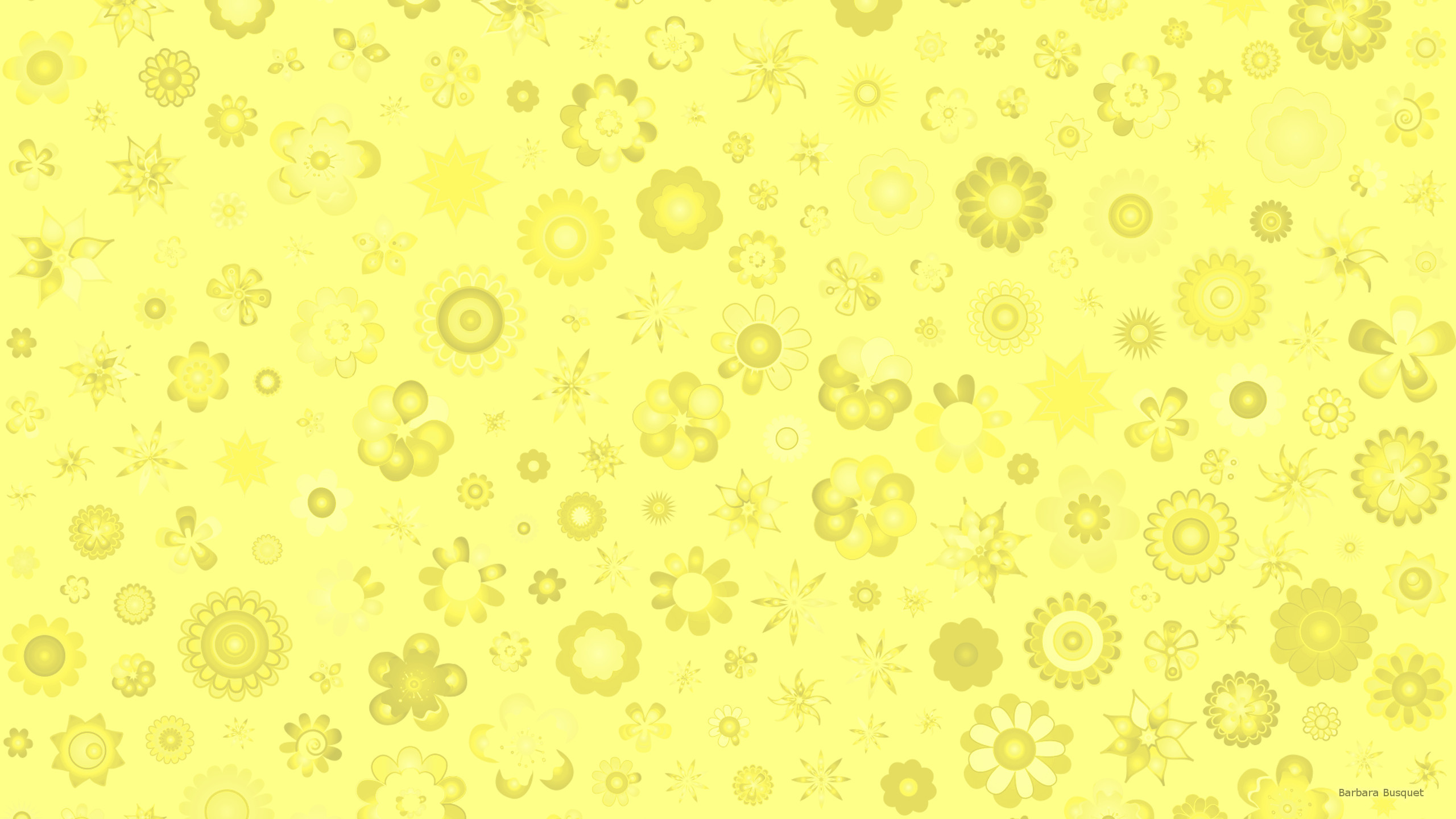 2560x1440 Light yellow wallpaper with flowers.