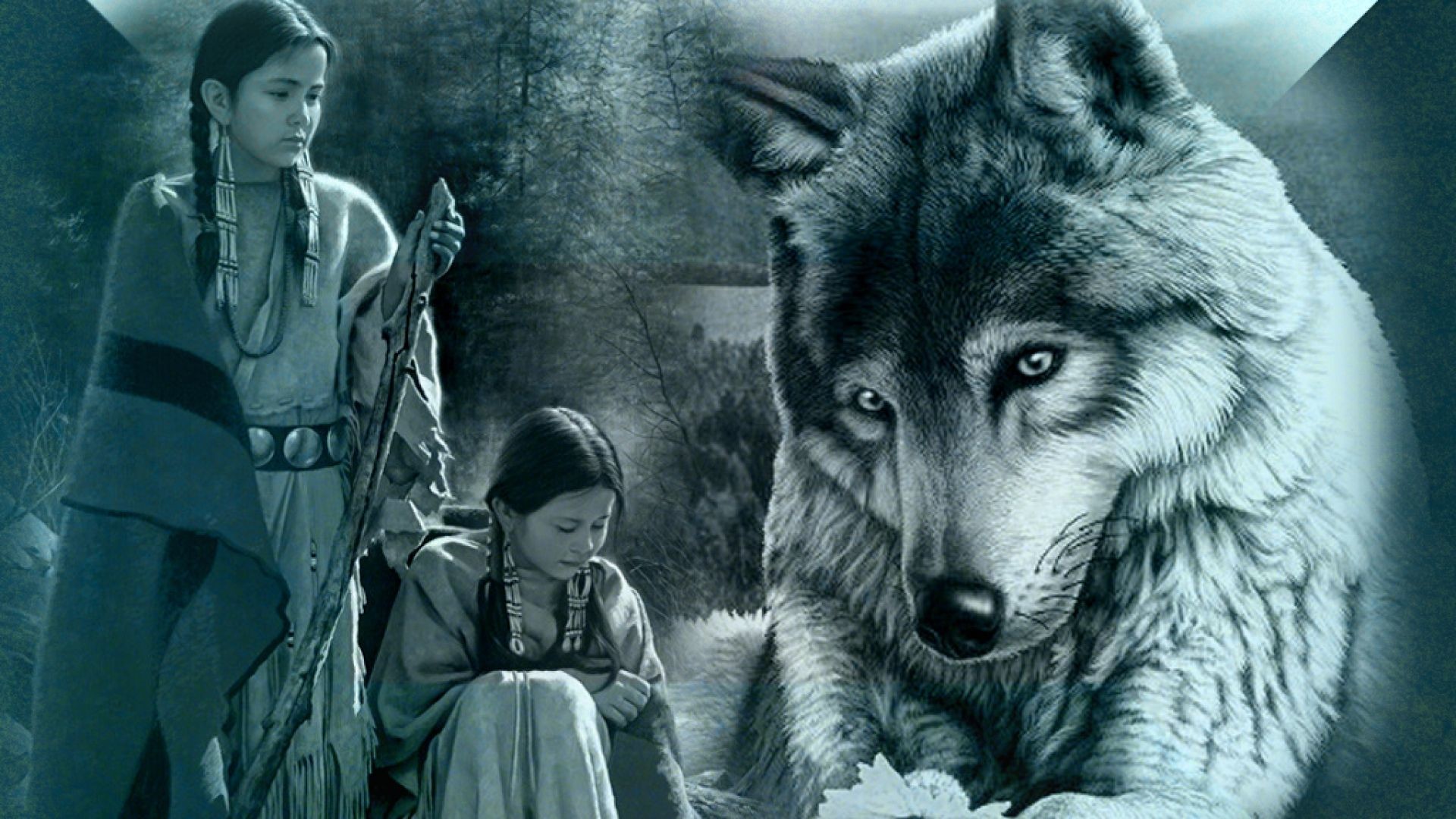 1920x1080 Native american wolf wallpaper - photo#26