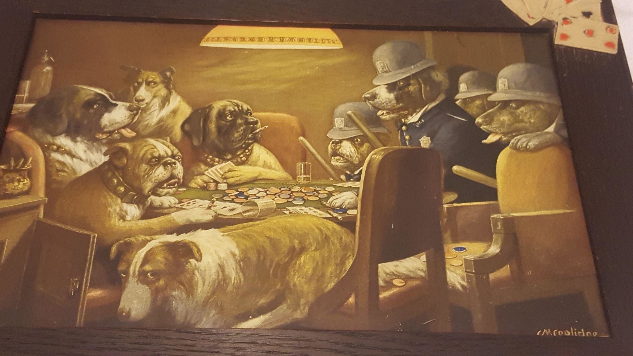 3 dogs playing poker with cigars  highly detaile  starryai