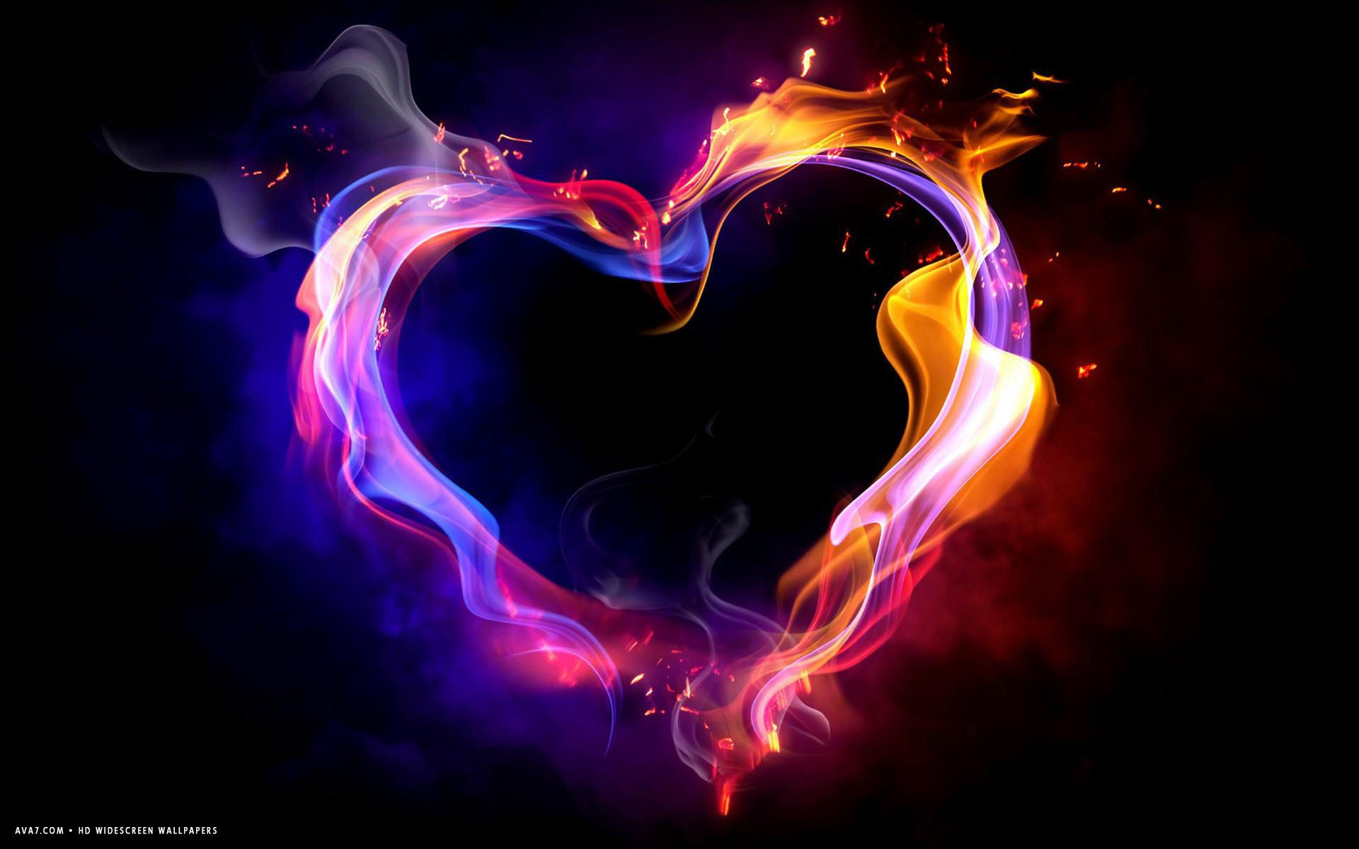 1920x1200 heart art colorful shape flames black hd widescreen wallpaper