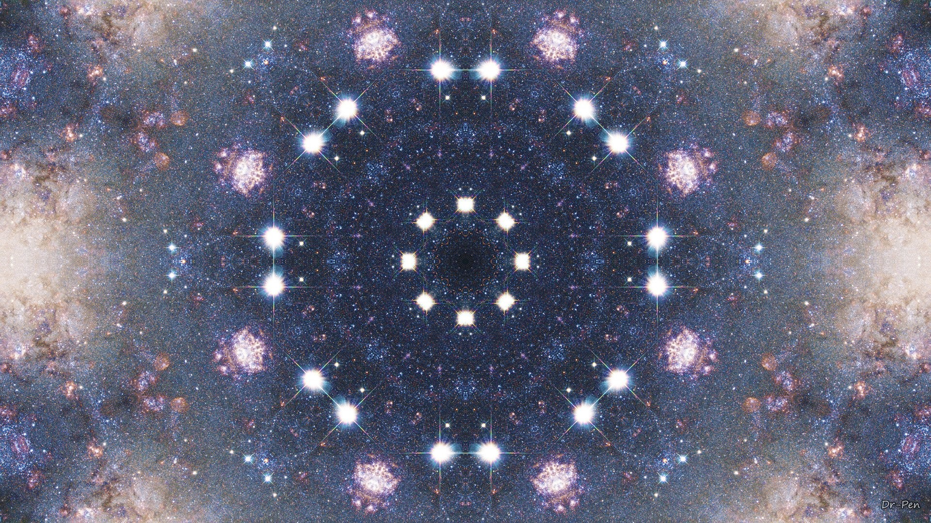 1920x1080 Abstract - Pattern Abstract Artistic Digital Mandala Manipulation Space  Stars Wallpaper