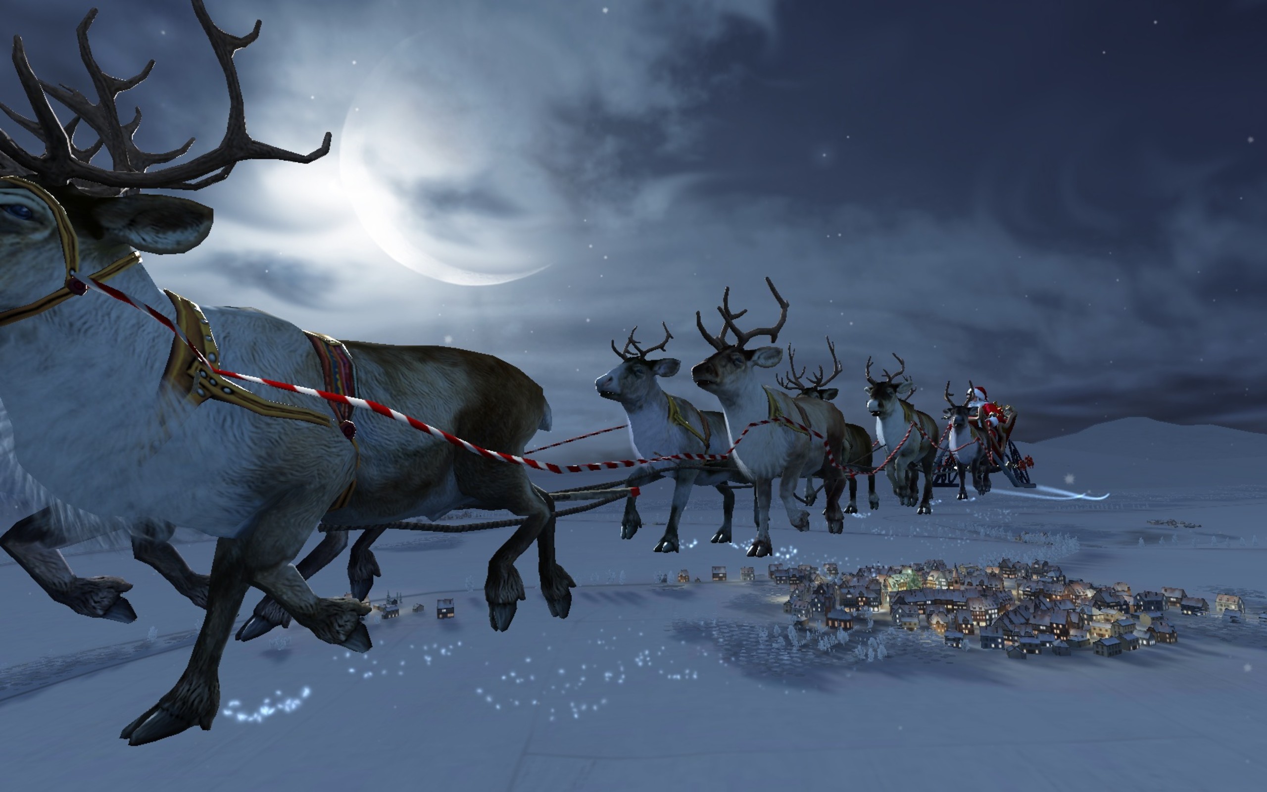 2560x1600 Wallpaper 3d, reindeer, rudolph, santa claus, christmas .