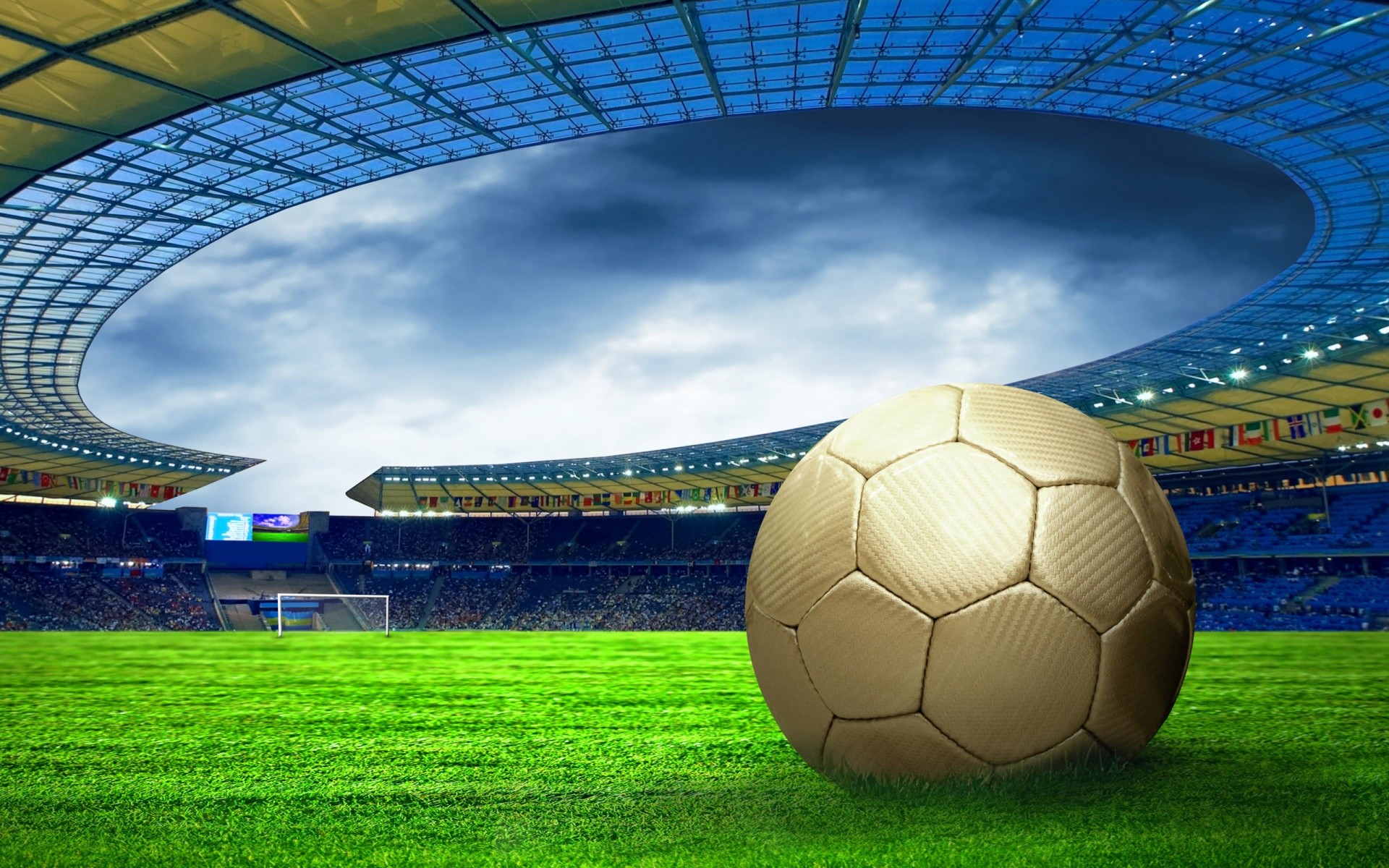 1920x1200 Soccer ball on the field wallpapers and stock photos