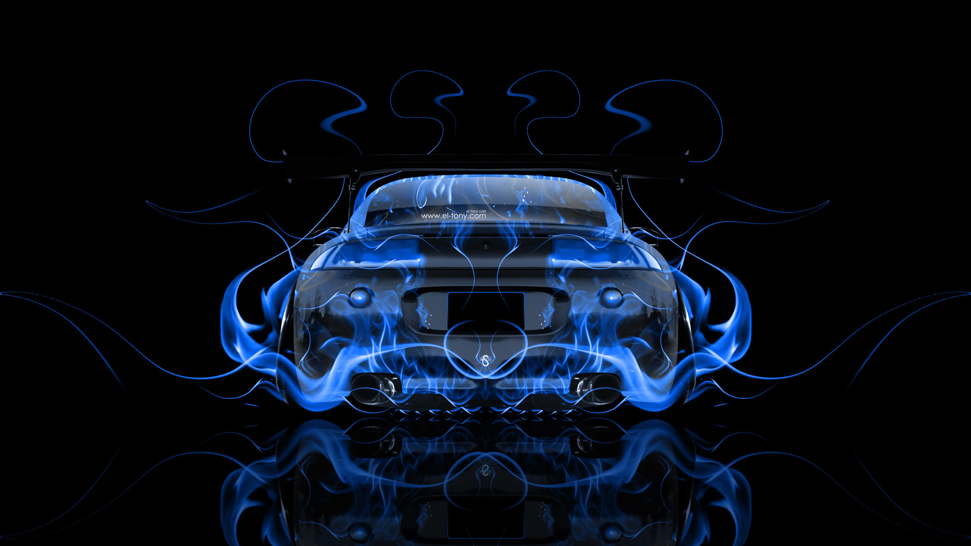 1920x1080 ... Mitsubishi-Eclipse-JDM-Tuning-Back-Blue-Fire-Abstract- ...