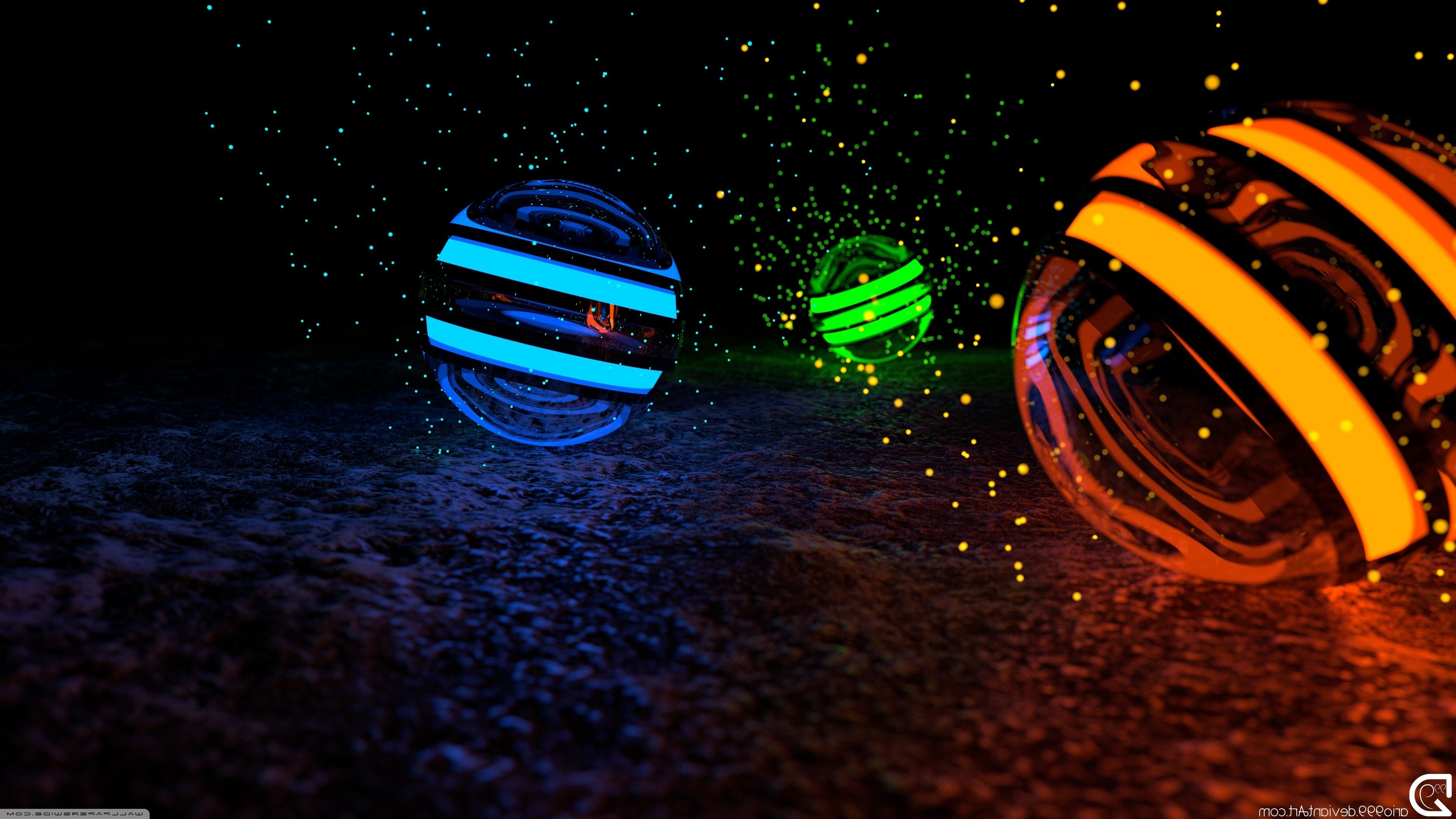 3840x2160 CGI, Sphere, Orange, Blue, Green Wallpapers HD / Desktop and Mobile  Backgrounds