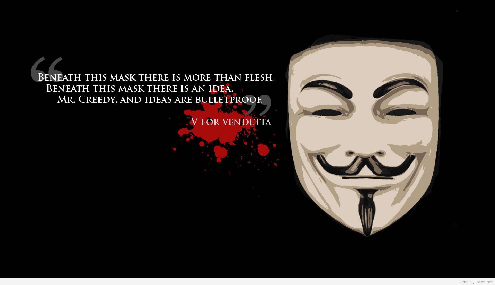 1920x1107 V for Vendetta Wallpaper quote