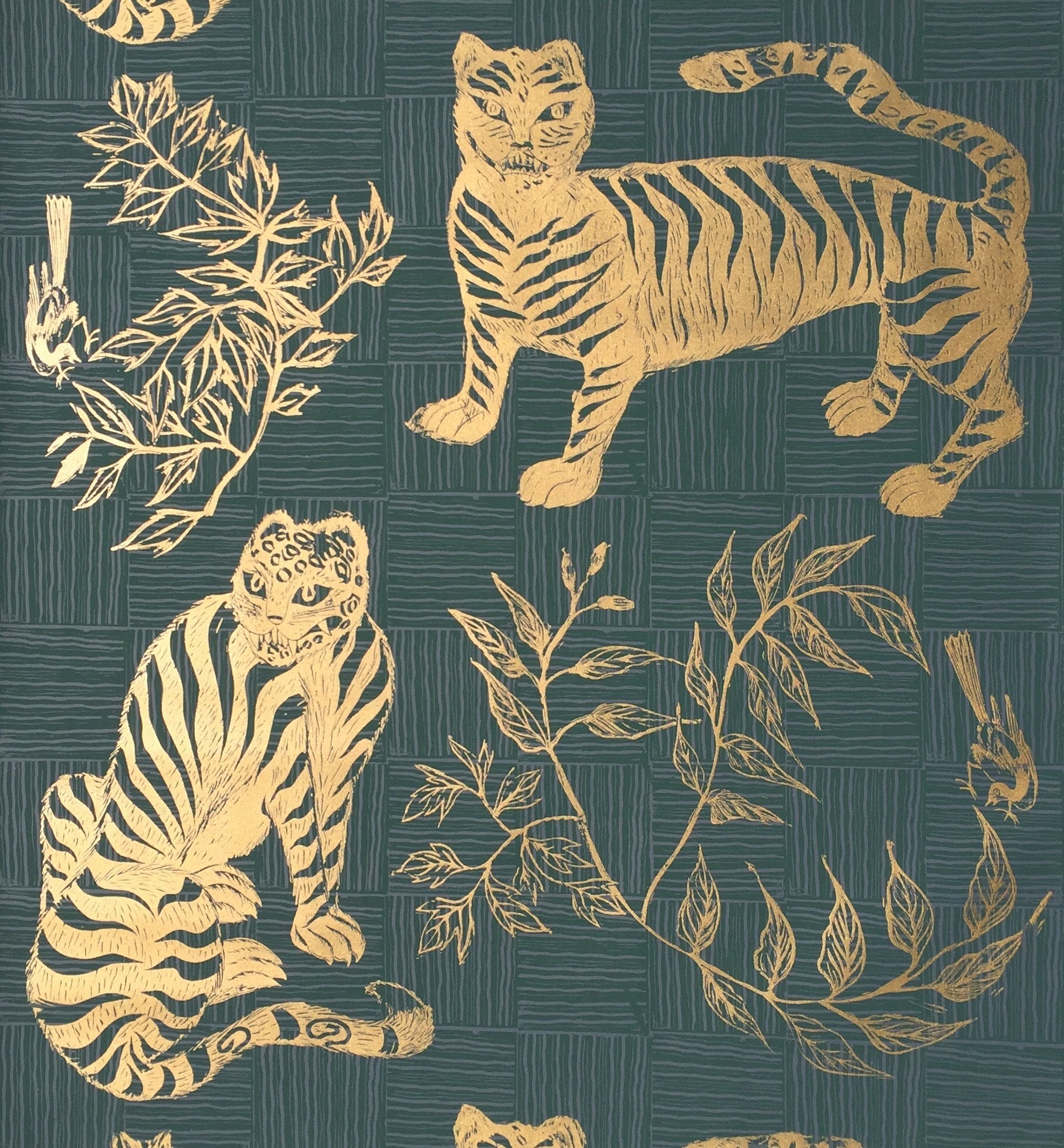 1814x1957 Tiger Magie Hunter Wallpaper Ethnic, Prints, Metallic, Paper, Wallpaper by  Krane Home