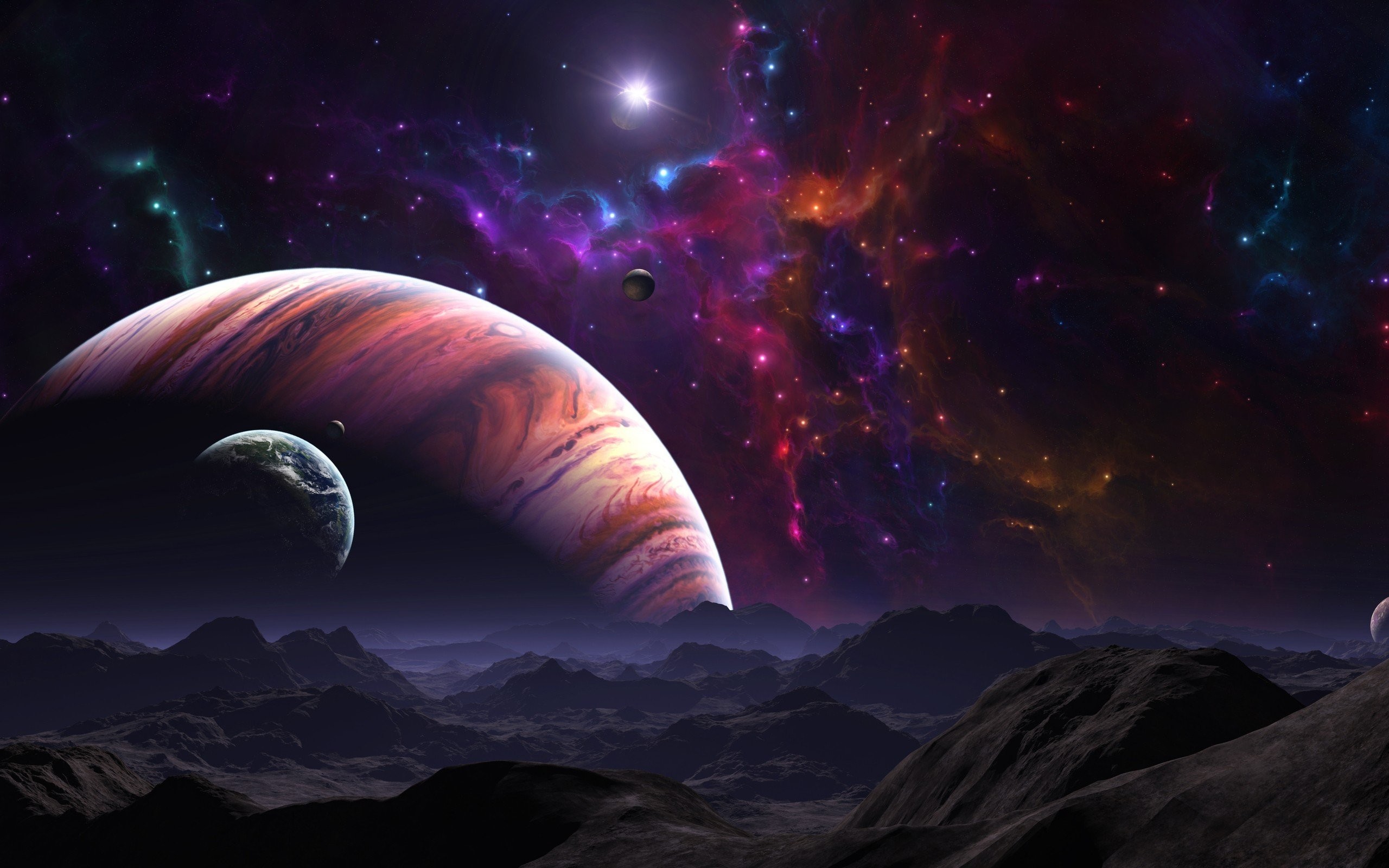 2560x1600 Landscapes Planets Science Fiction Fantasy Art Artwork Stars Space Nebulae  ...